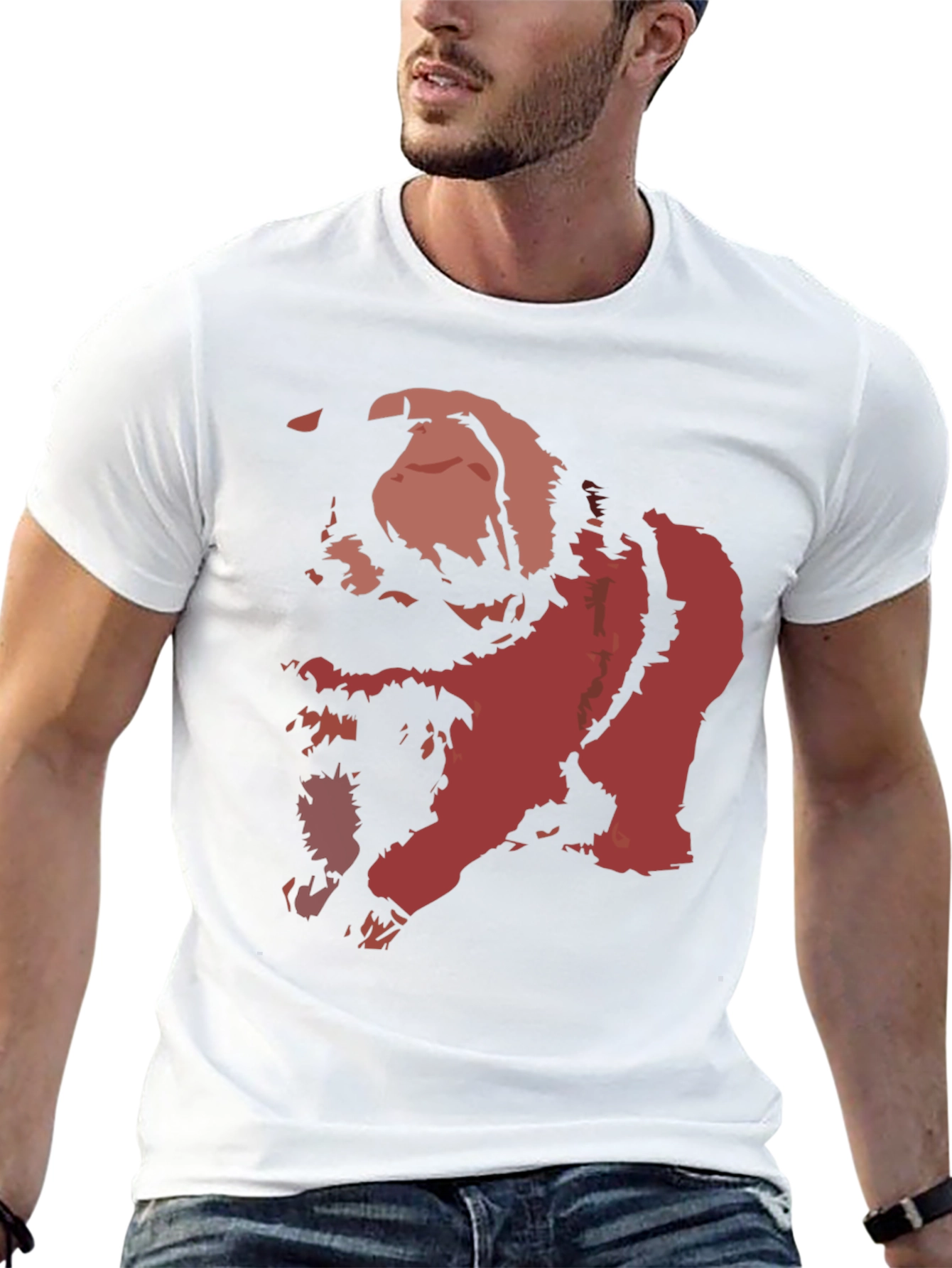 Bold Graphic Tee - Distressed Red Print on Black