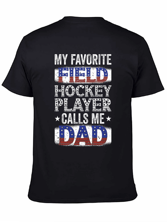 Field Hockey Dad T-Shirt - American Flag Design