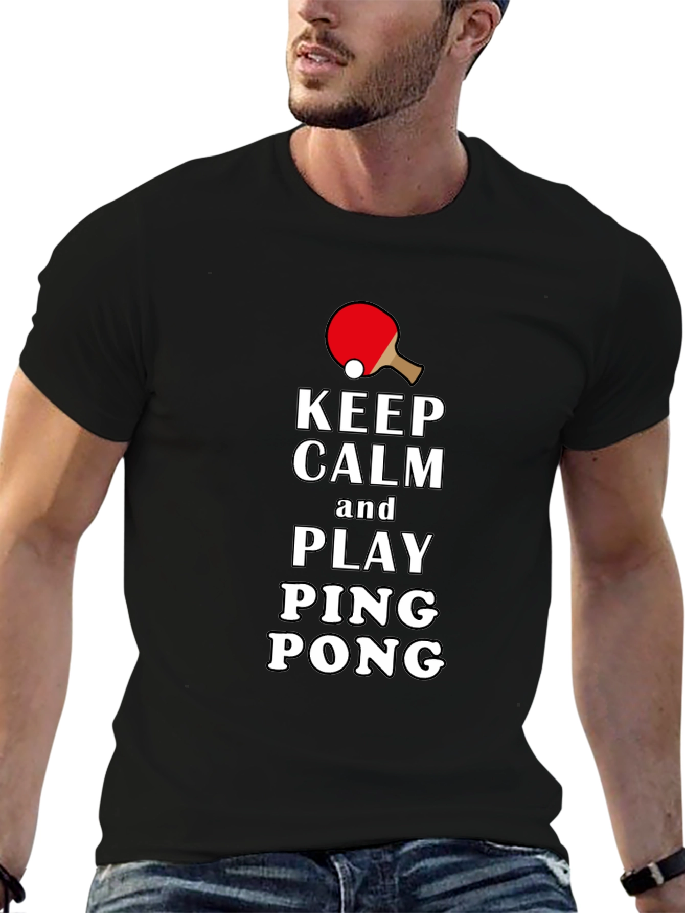 Keep Calm and Play Ping Pong Graphic T-Shirt