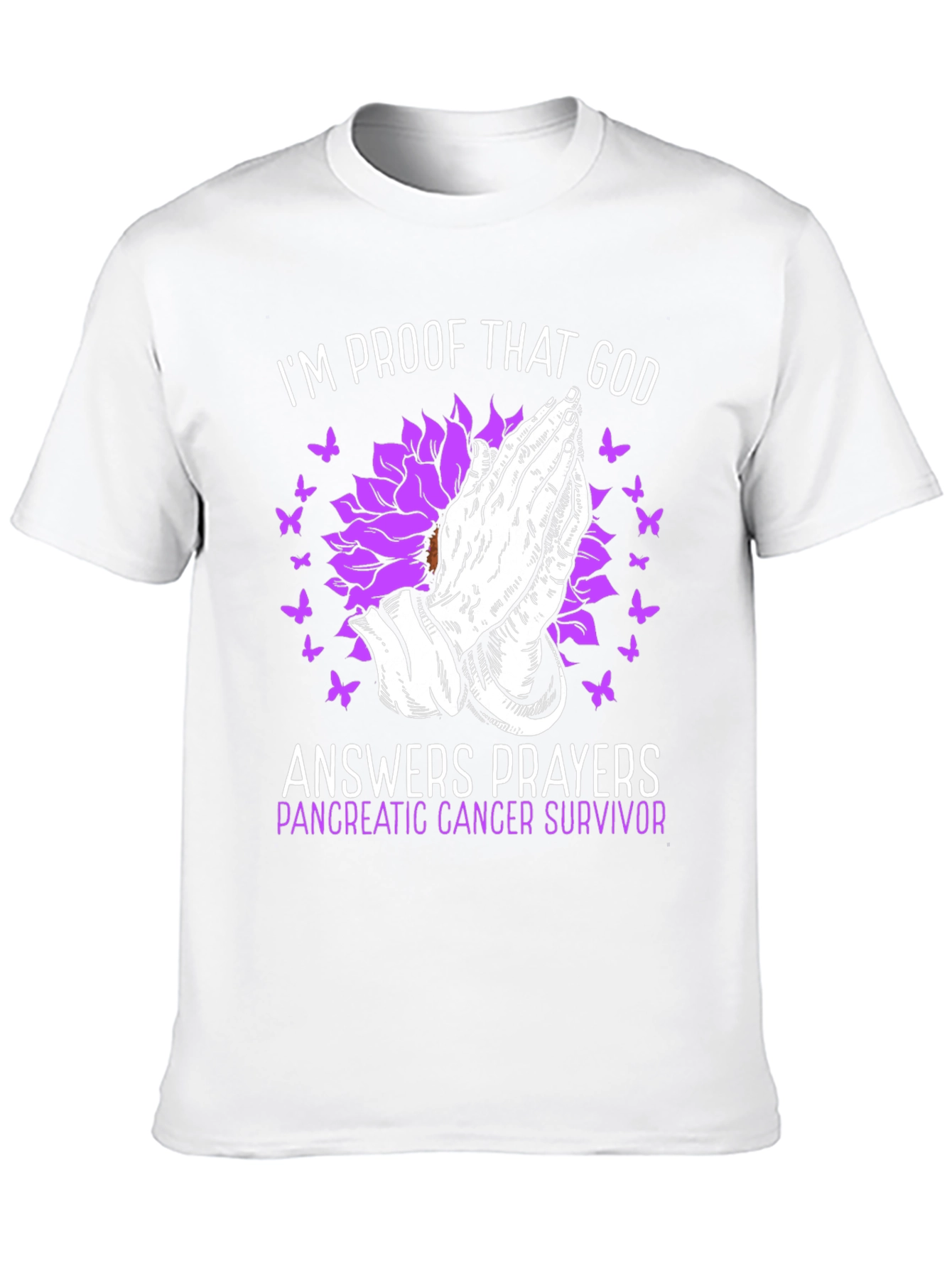 Pancreatic Cancer Survivor T-Shirt Praying Hands Graphic Tee