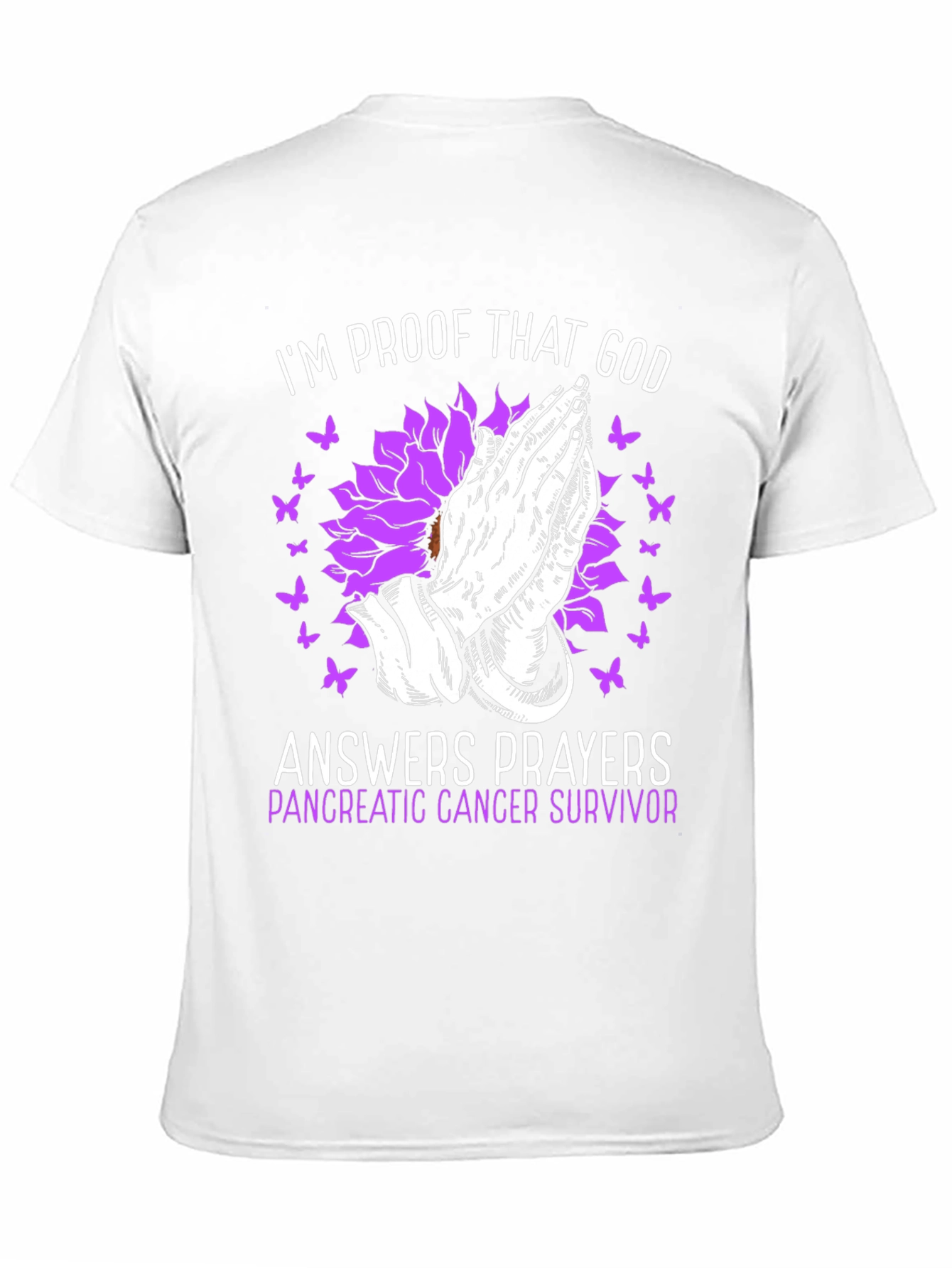 Pancreatic Cancer Survivor T-Shirt Praying Hands Graphic Tee