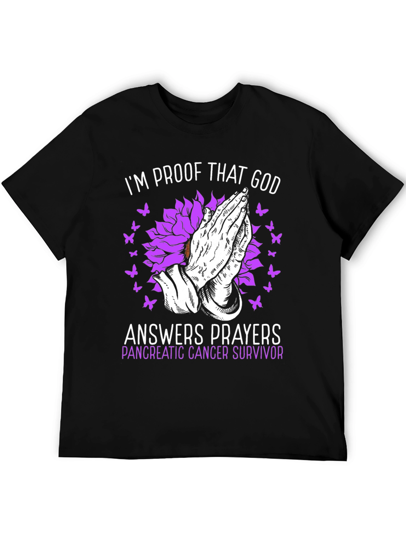 Pancreatic Cancer Survivor T-Shirt Praying Hands Graphic Tee