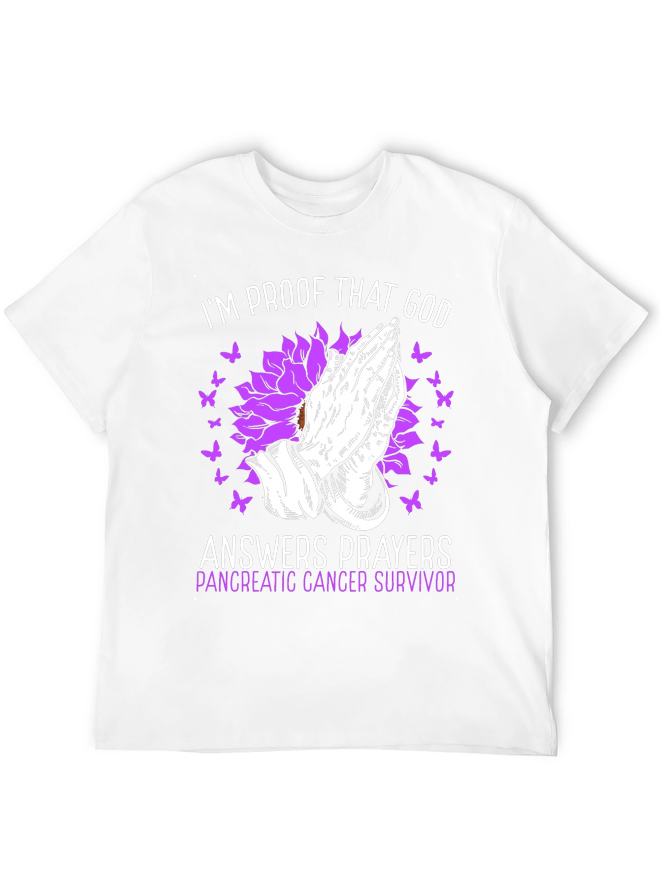 Pancreatic Cancer Survivor T-Shirt Praying Hands Graphic Tee