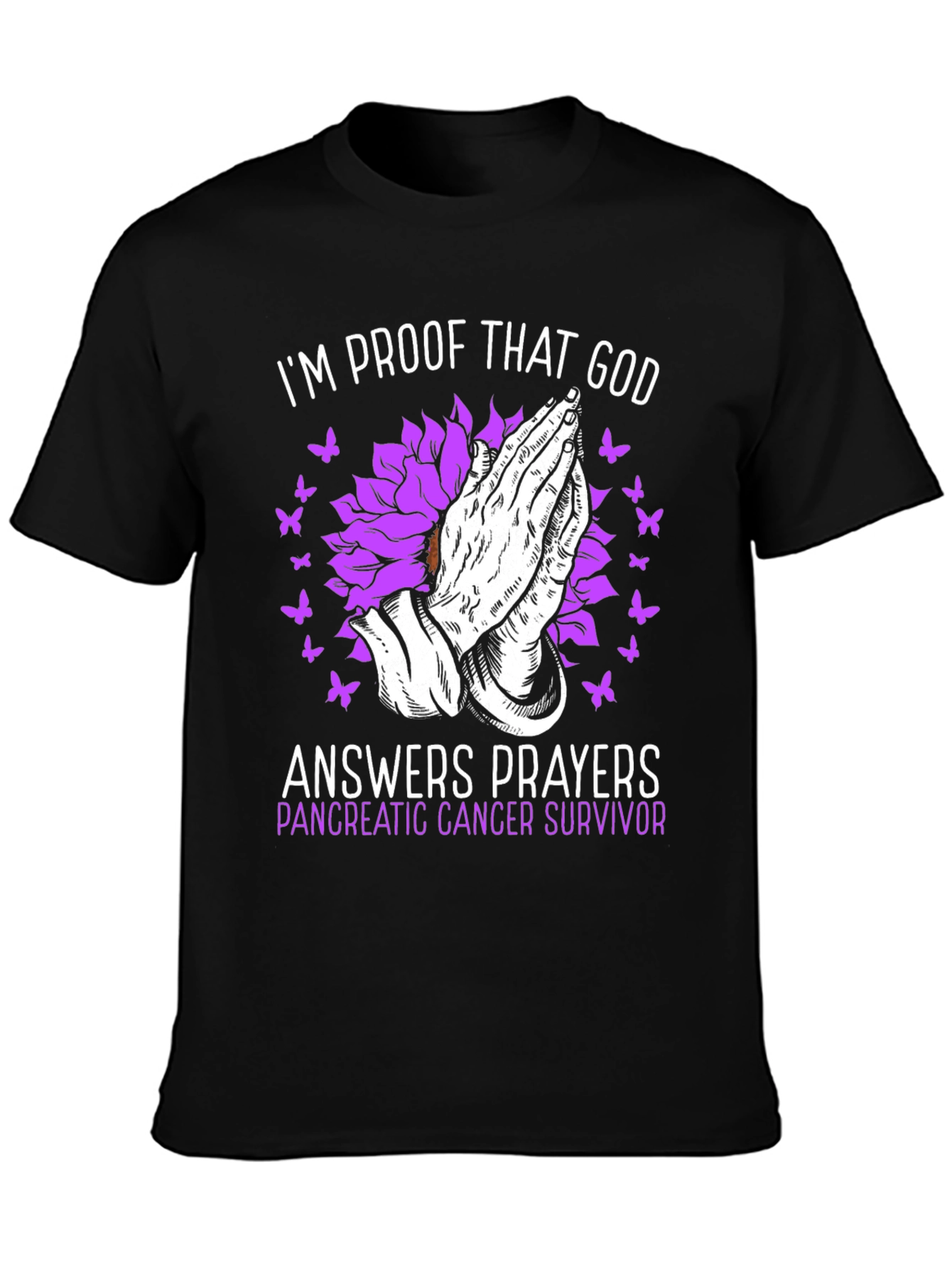 Pancreatic Cancer Survivor T-Shirt Praying Hands Graphic Tee