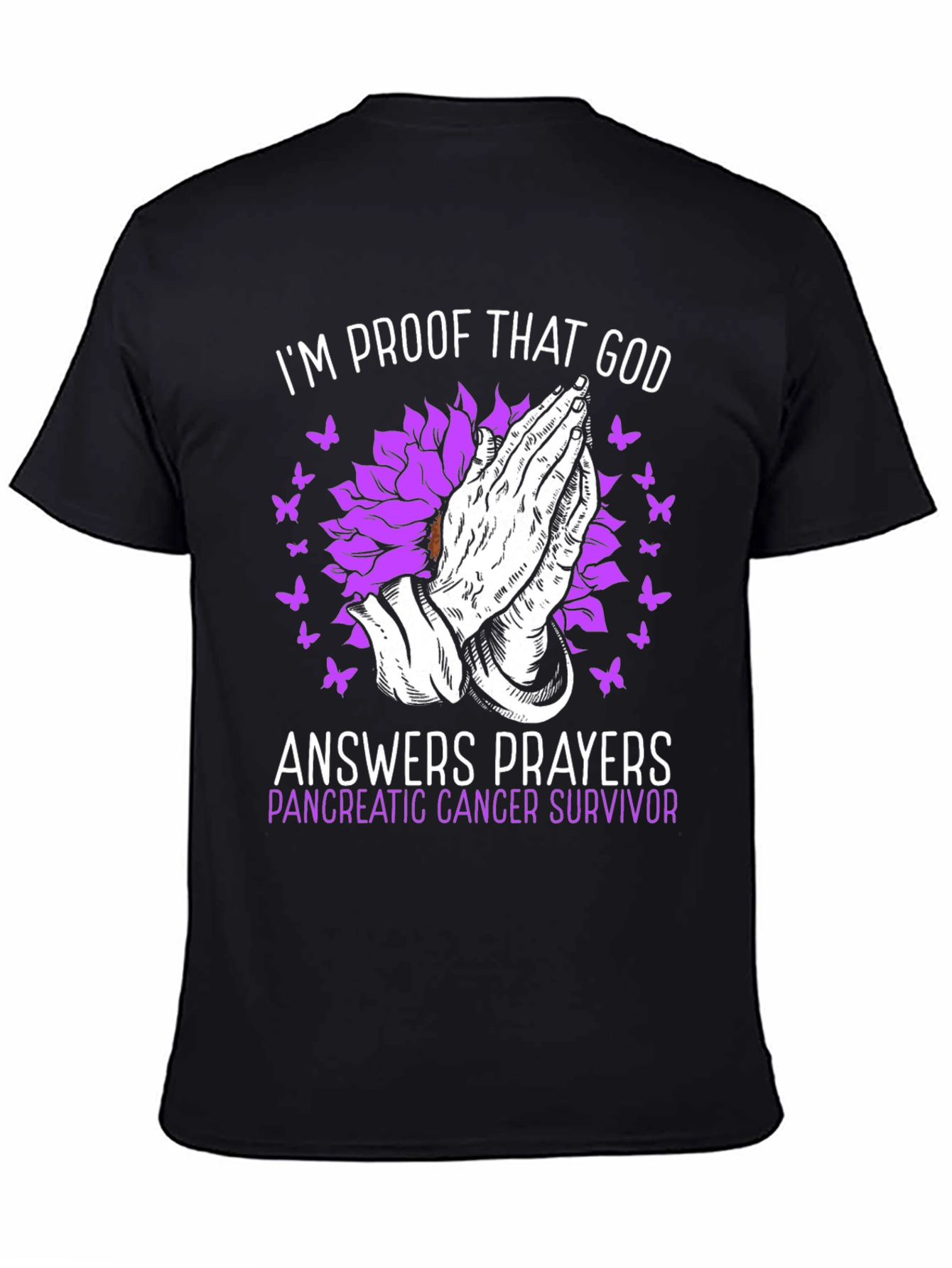 Pancreatic Cancer Survivor T-Shirt Praying Hands Graphic Tee