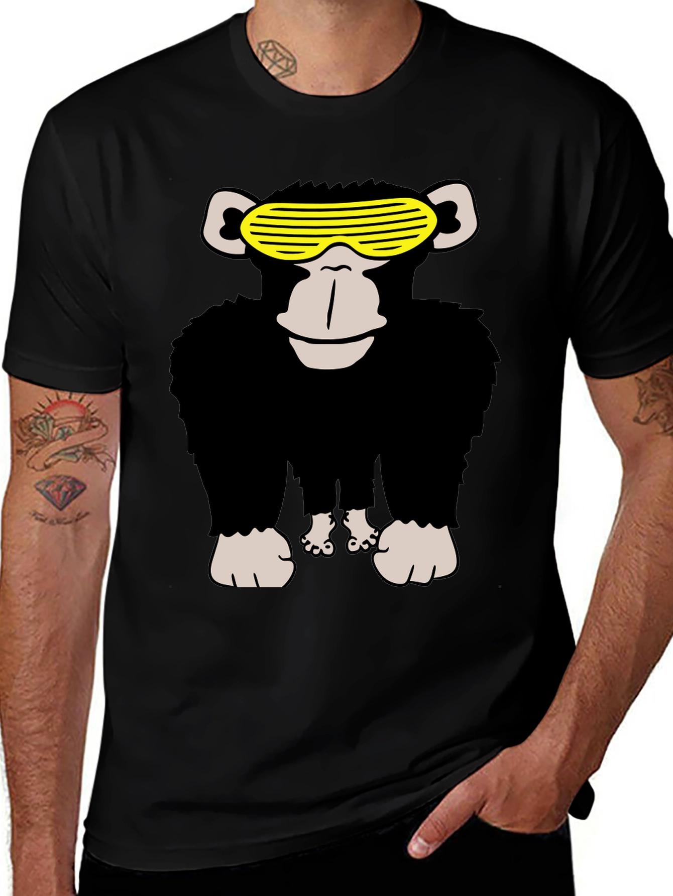 Cool Monkey Graphic Tee - Mens Black T-Shirt