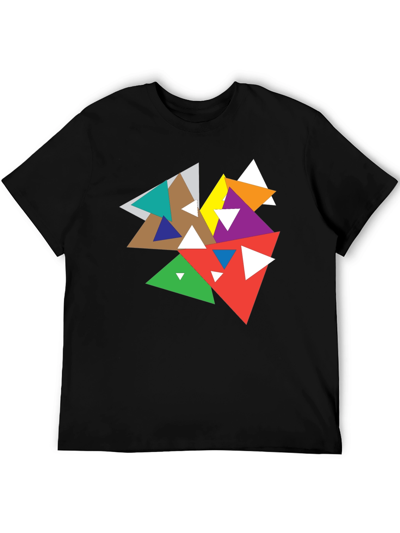 Abstract Geometric Triangle Graphic Black T-Shirt