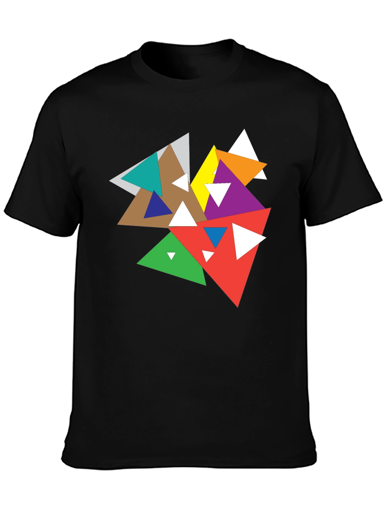 Abstract Geometric Triangle Graphic Black T-Shirt