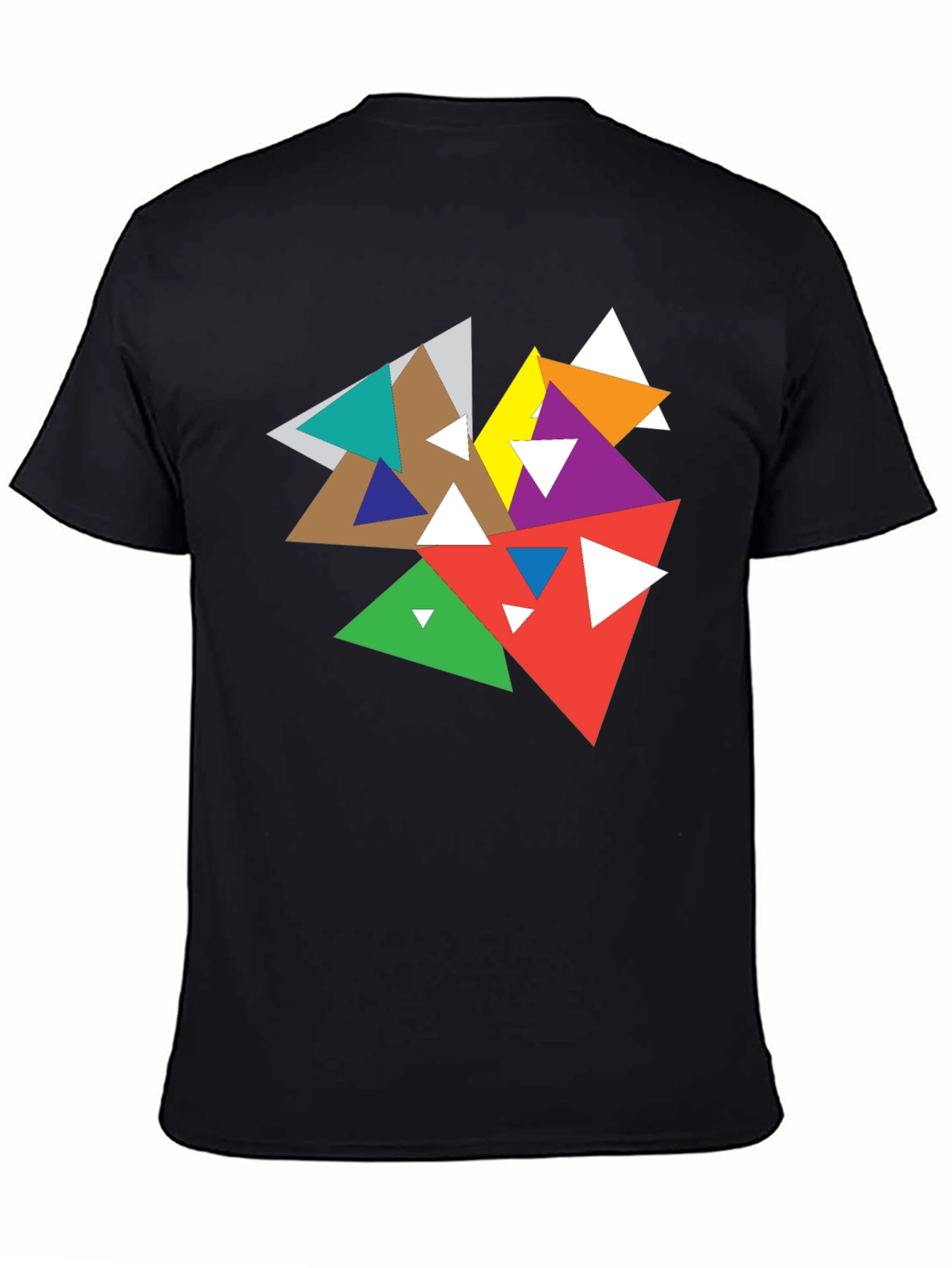 Abstract Geometric Triangle Graphic Black T-Shirt