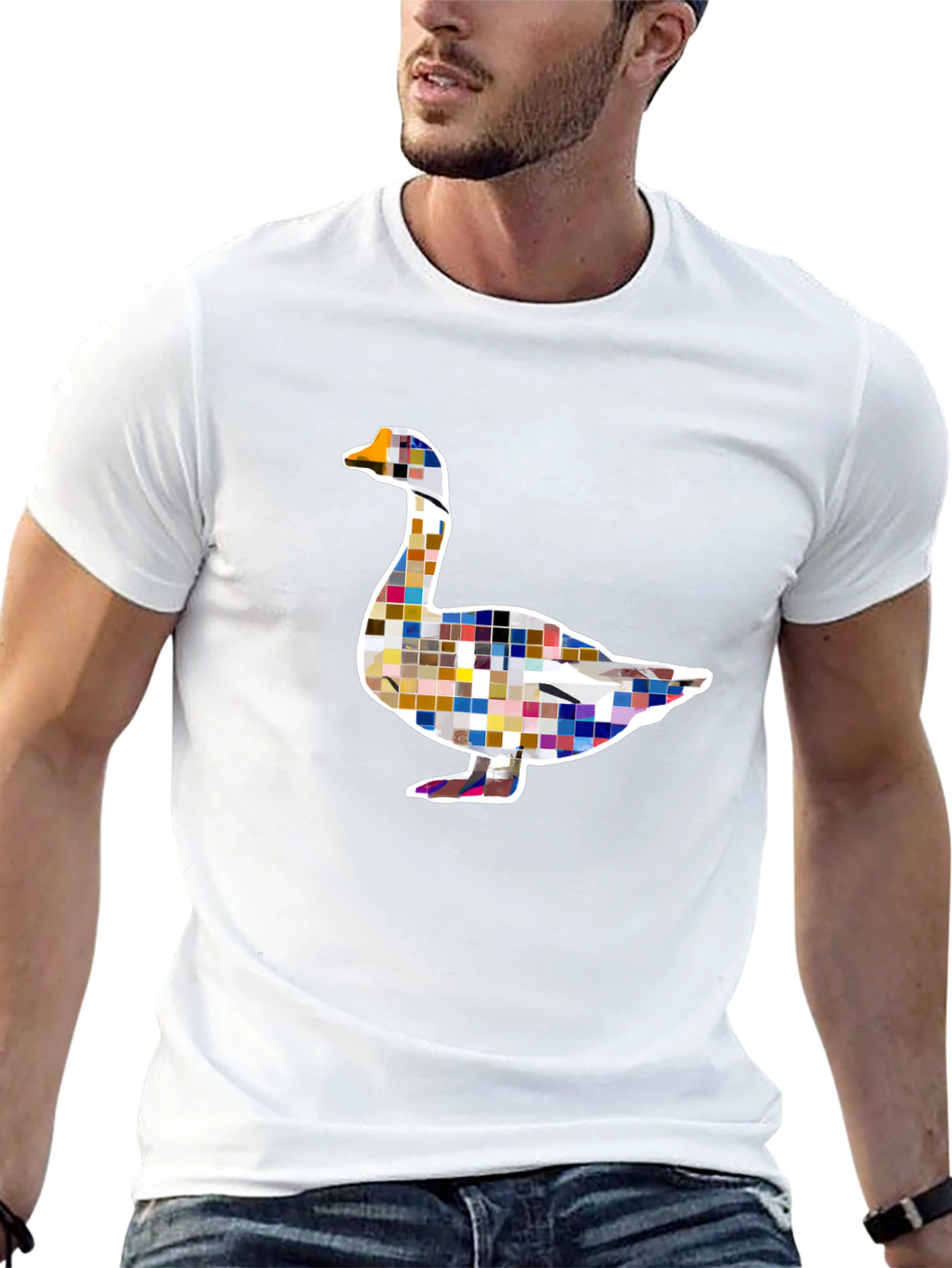 Pixelated Goose Graphic Tee - Modern Art Style