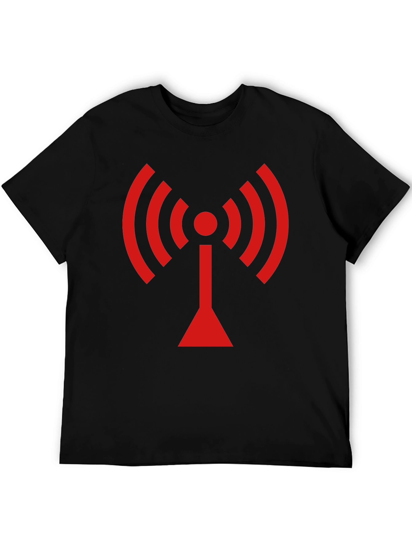 Black T-Shirt with Red WiFi Signal Design