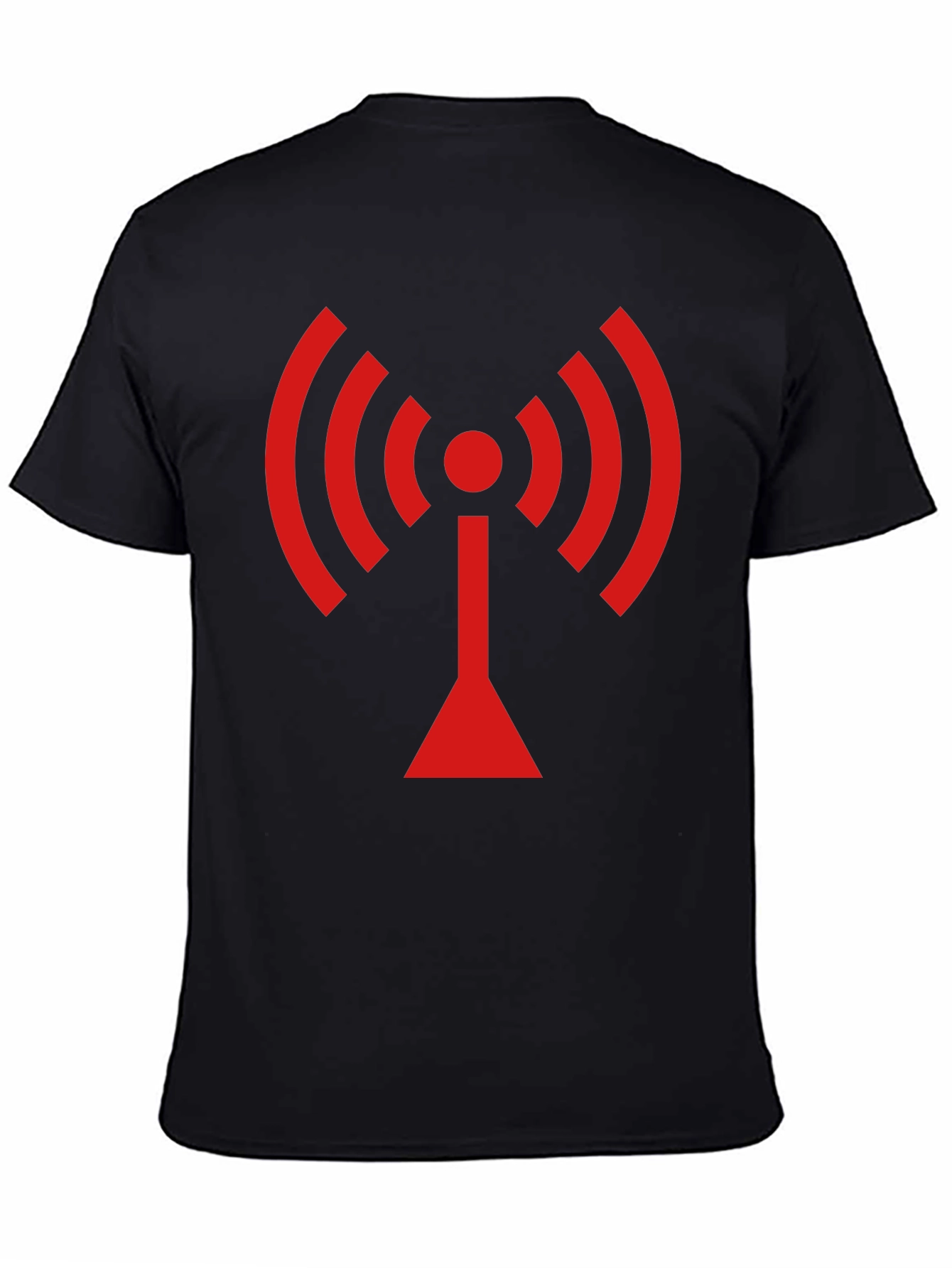 Black T-Shirt with Red WiFi Signal Design