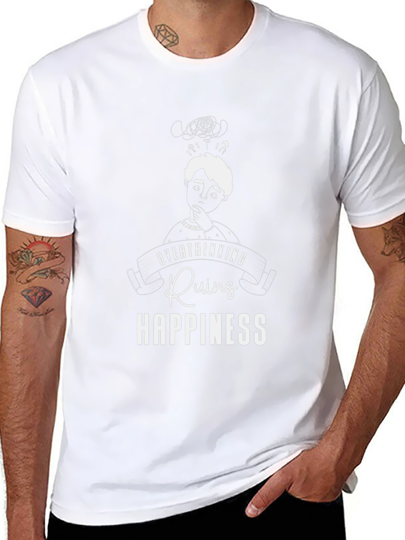 Overthinking Ruins Happiness Graphic Tee - Black