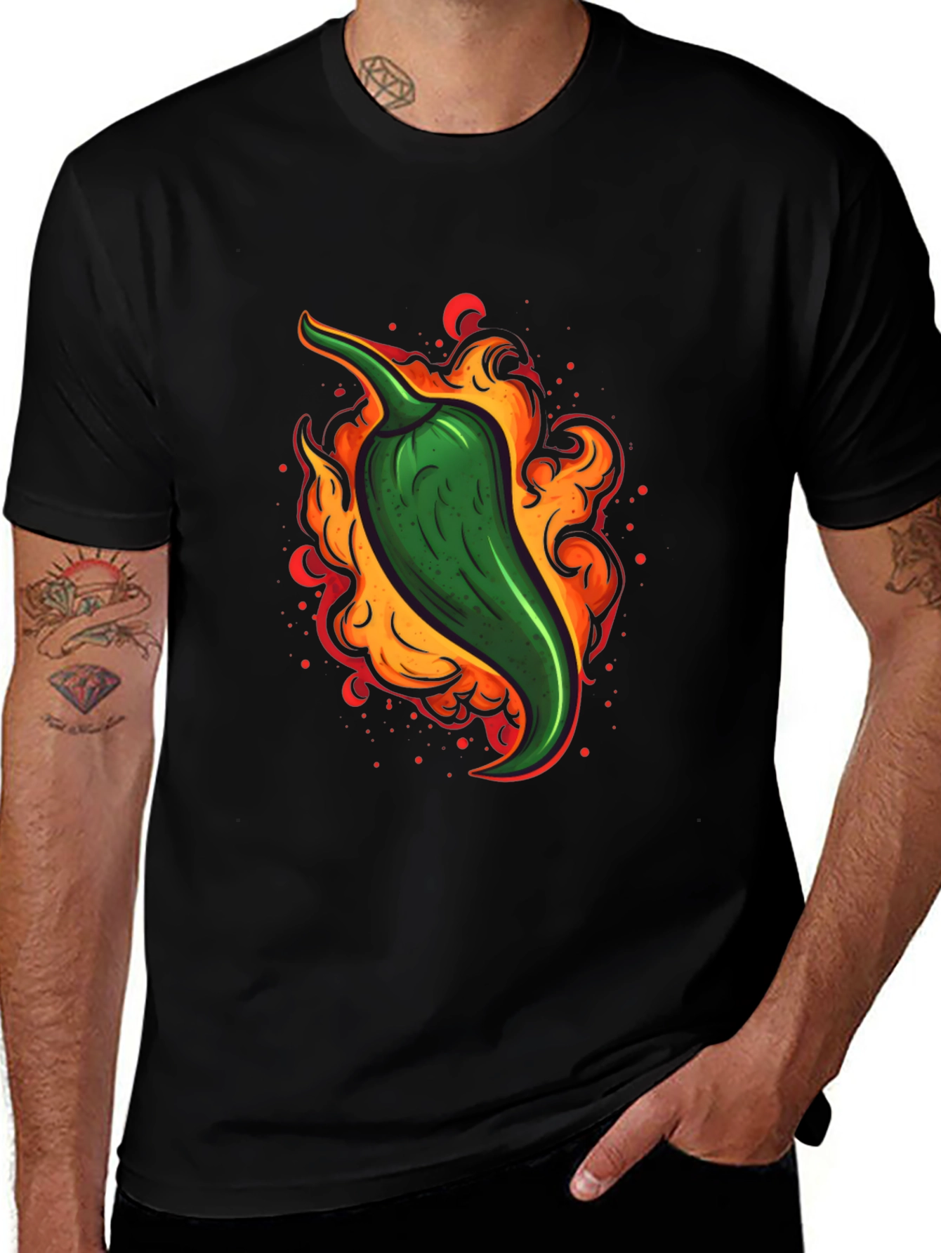 Fiery Green Chili Pepper Graphic Tee