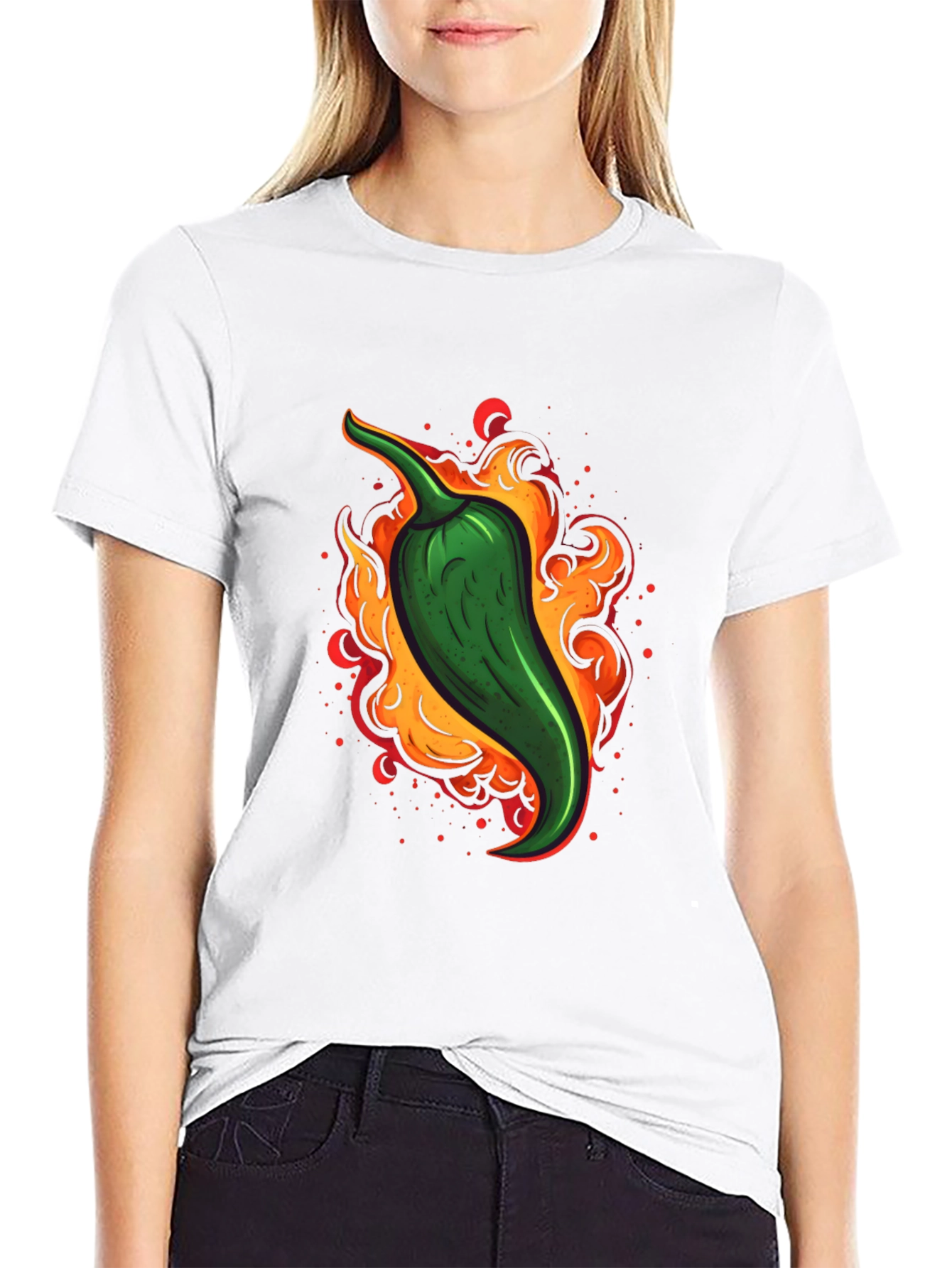Fiery Green Chili Pepper Graphic Tee