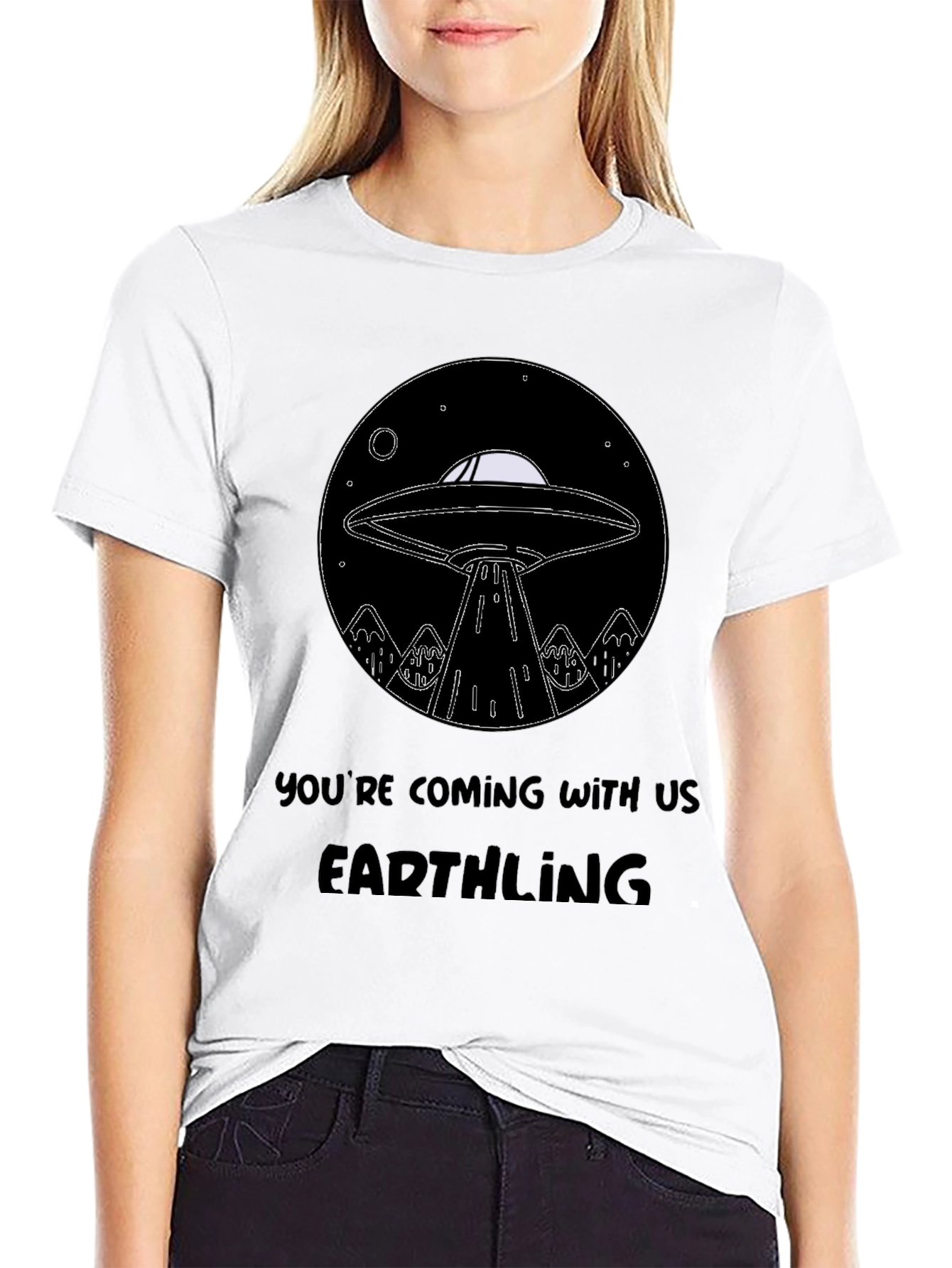 UFO Abduction Earthling Graphic T-Shirt