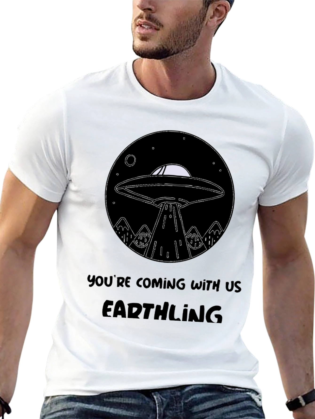 UFO Abduction Earthling Graphic T-Shirt