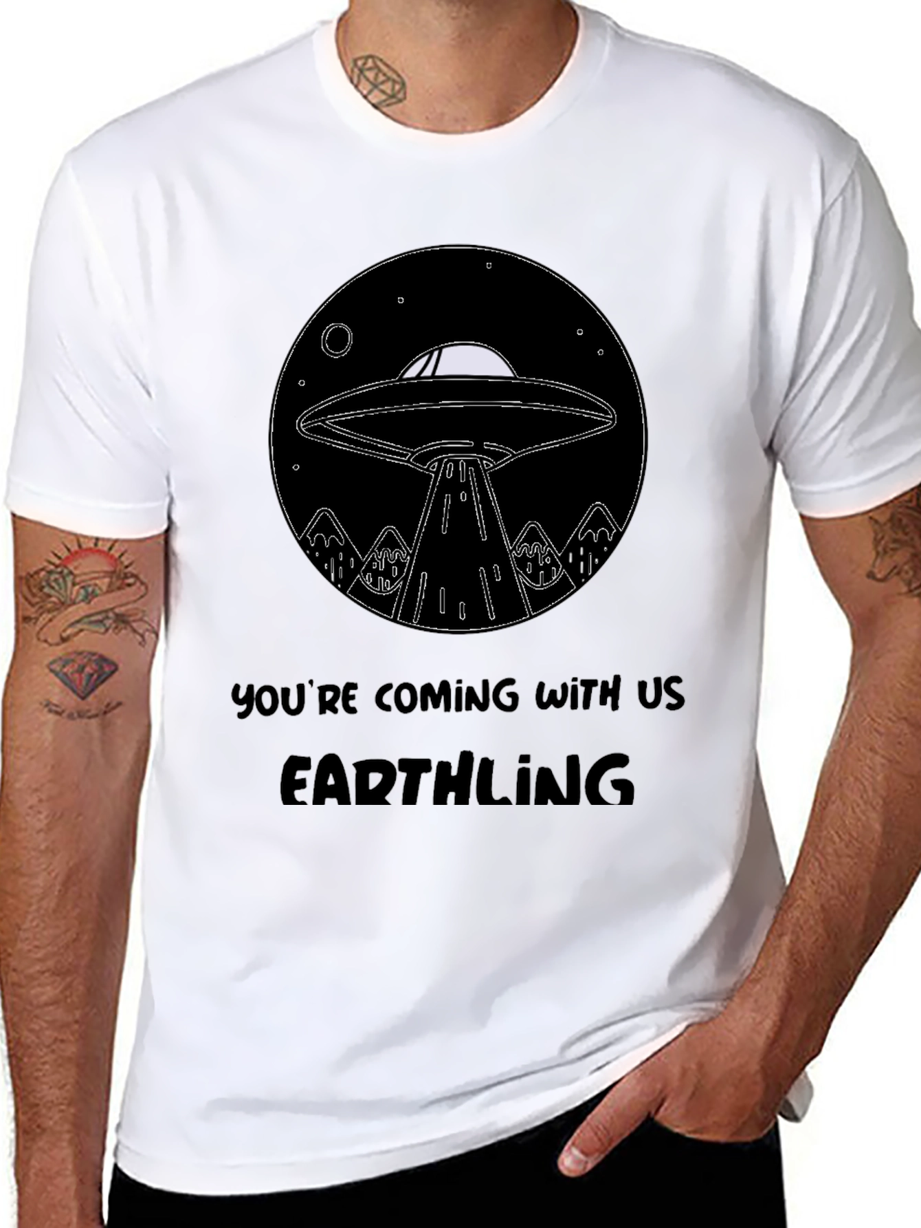 UFO Abduction Earthling Graphic T-Shirt