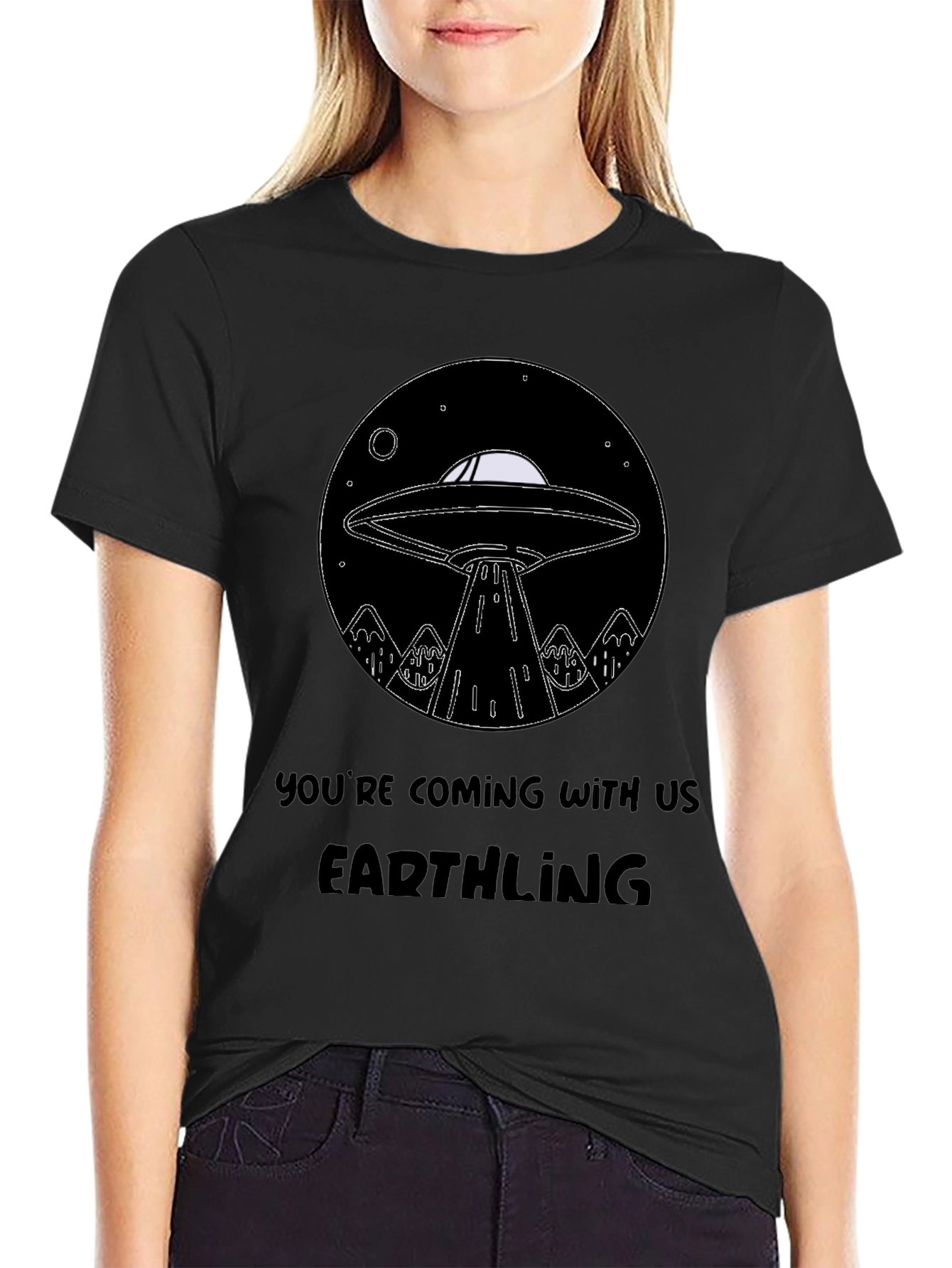 UFO Abduction Earthling Graphic T-Shirt