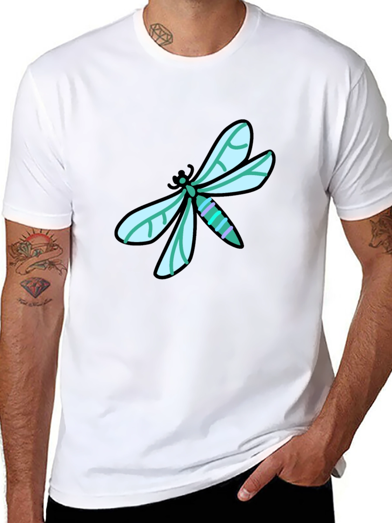 Dragonfly Graphic Tee - Black Cotton T-Shirt