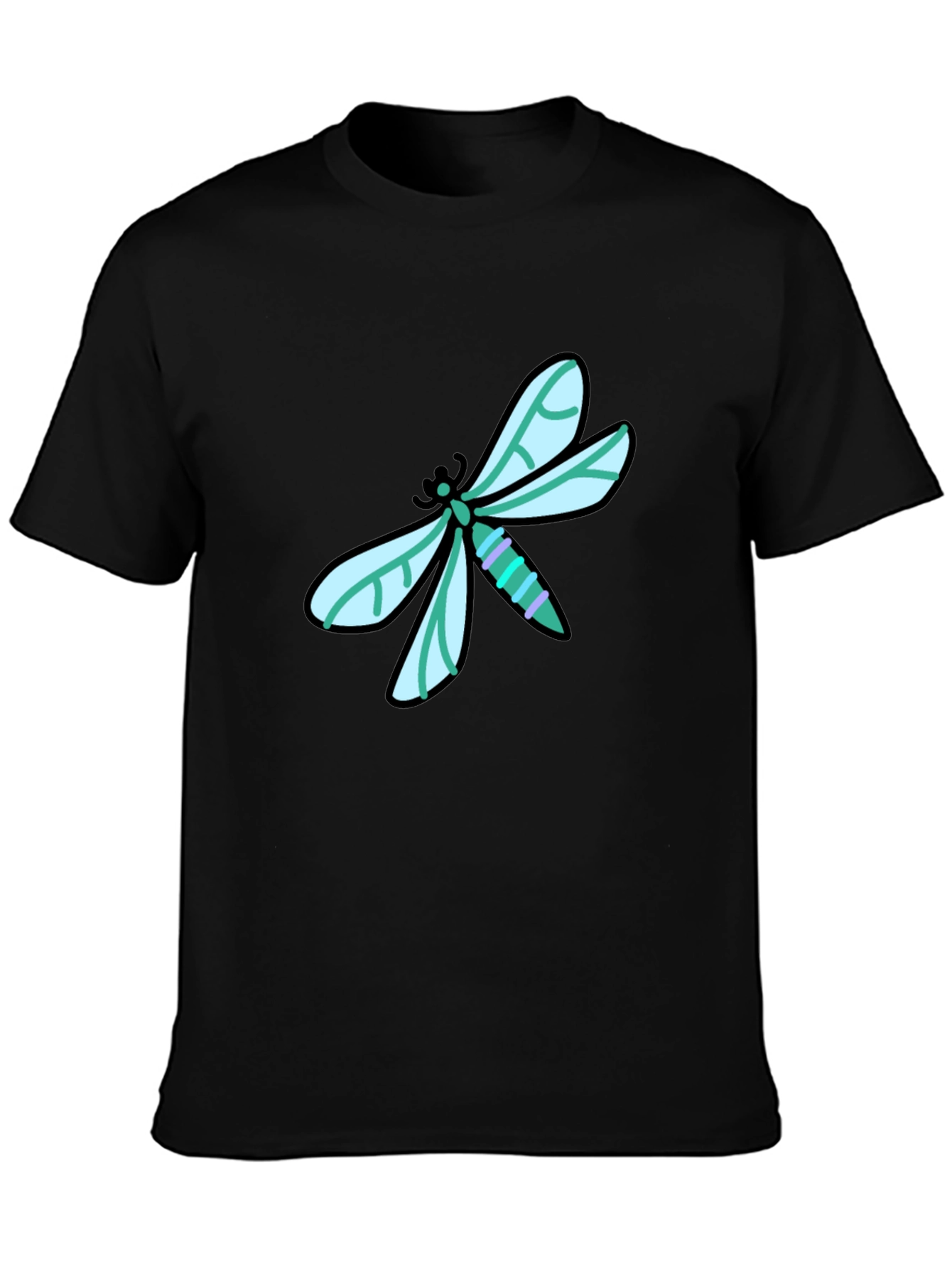 Dragonfly Graphic Tee - Black Cotton T-Shirt
