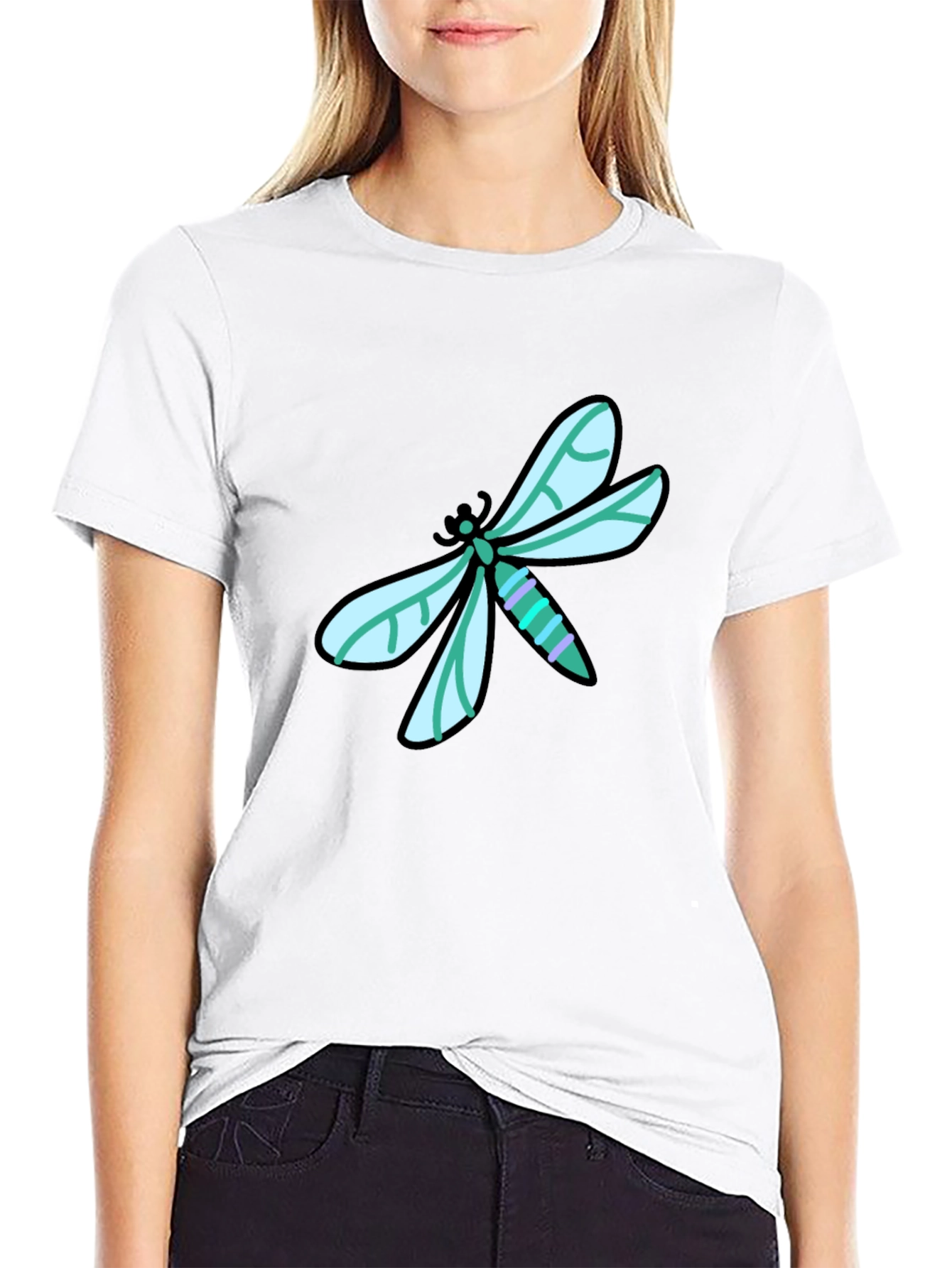 Dragonfly Graphic Tee - Black Cotton T-Shirt