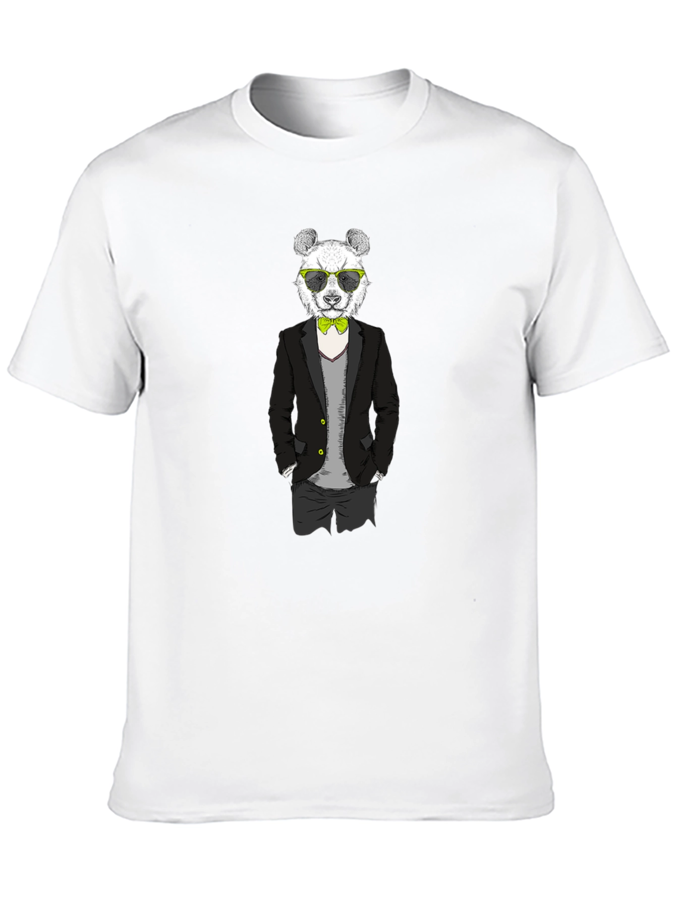 Panda in Suit Graphic Tee - Black