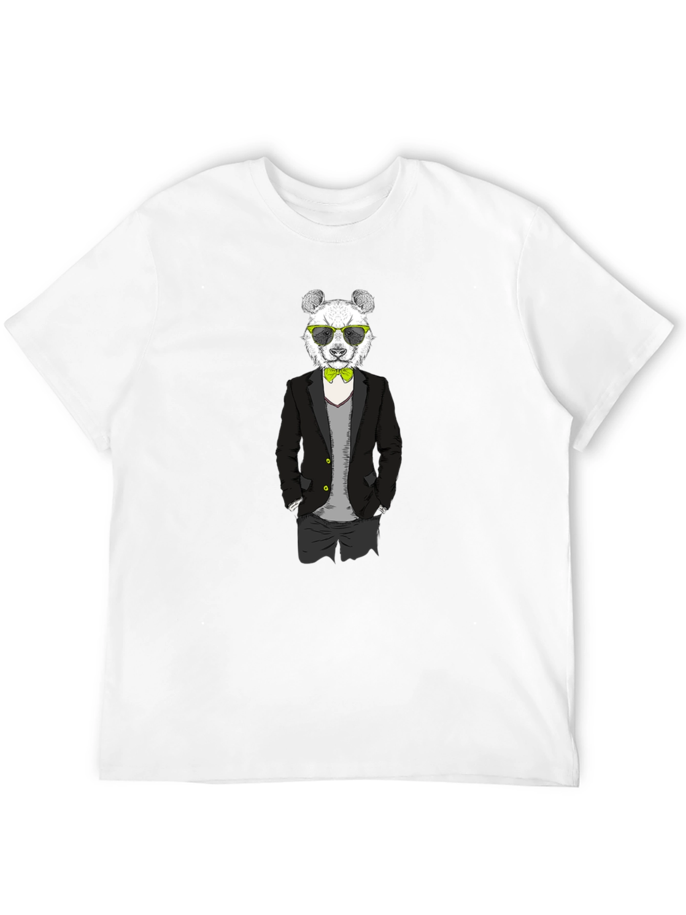 Panda in Suit Graphic Tee - Black