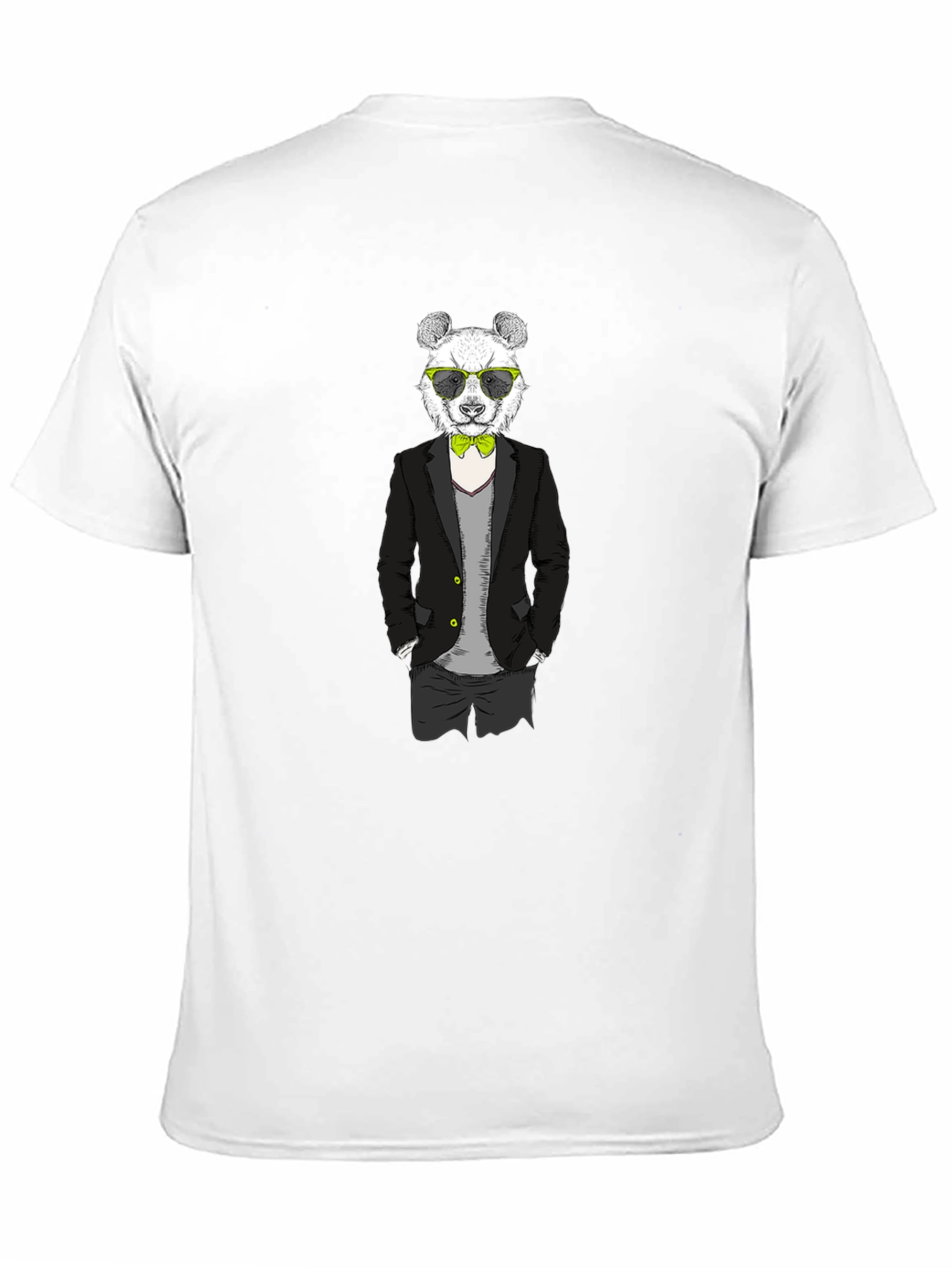 Panda in Suit Graphic Tee - Black