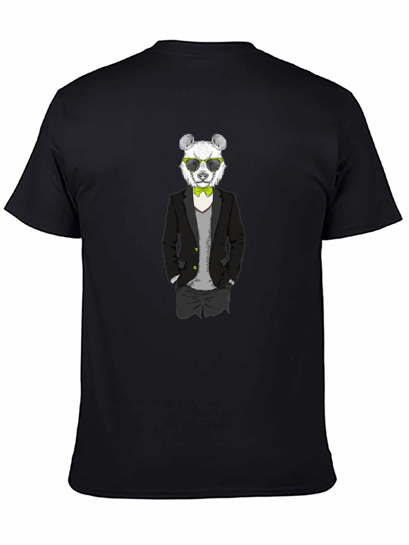 Panda in Suit Graphic Tee - Black