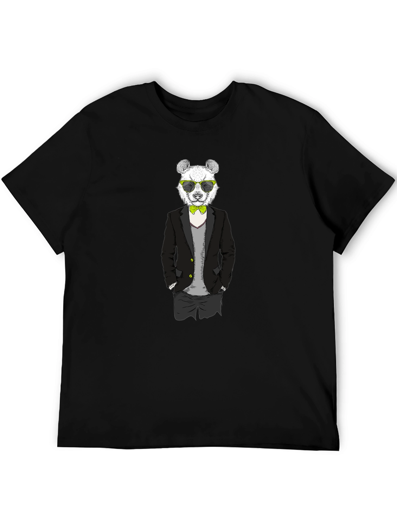 Panda in Suit Graphic Tee - Black