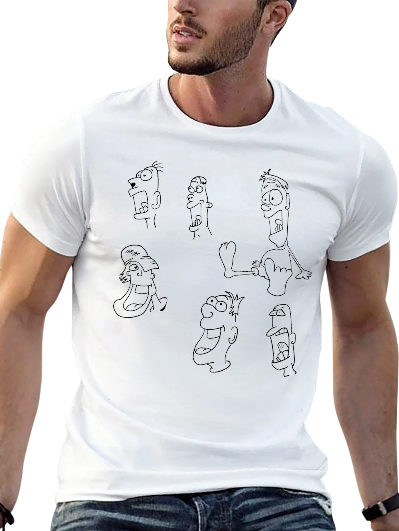 Funny Face Sketches Black T-Shirt