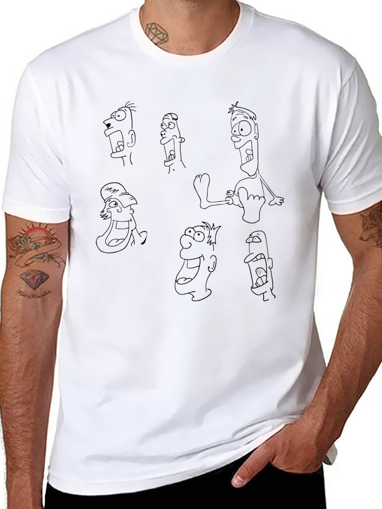 Funny Face Sketches Black T-Shirt