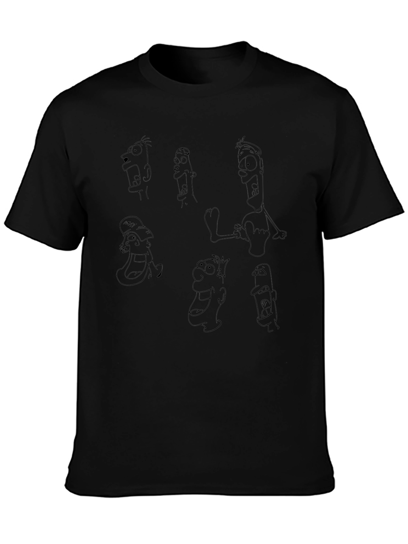 Funny Face Sketches Black T-Shirt