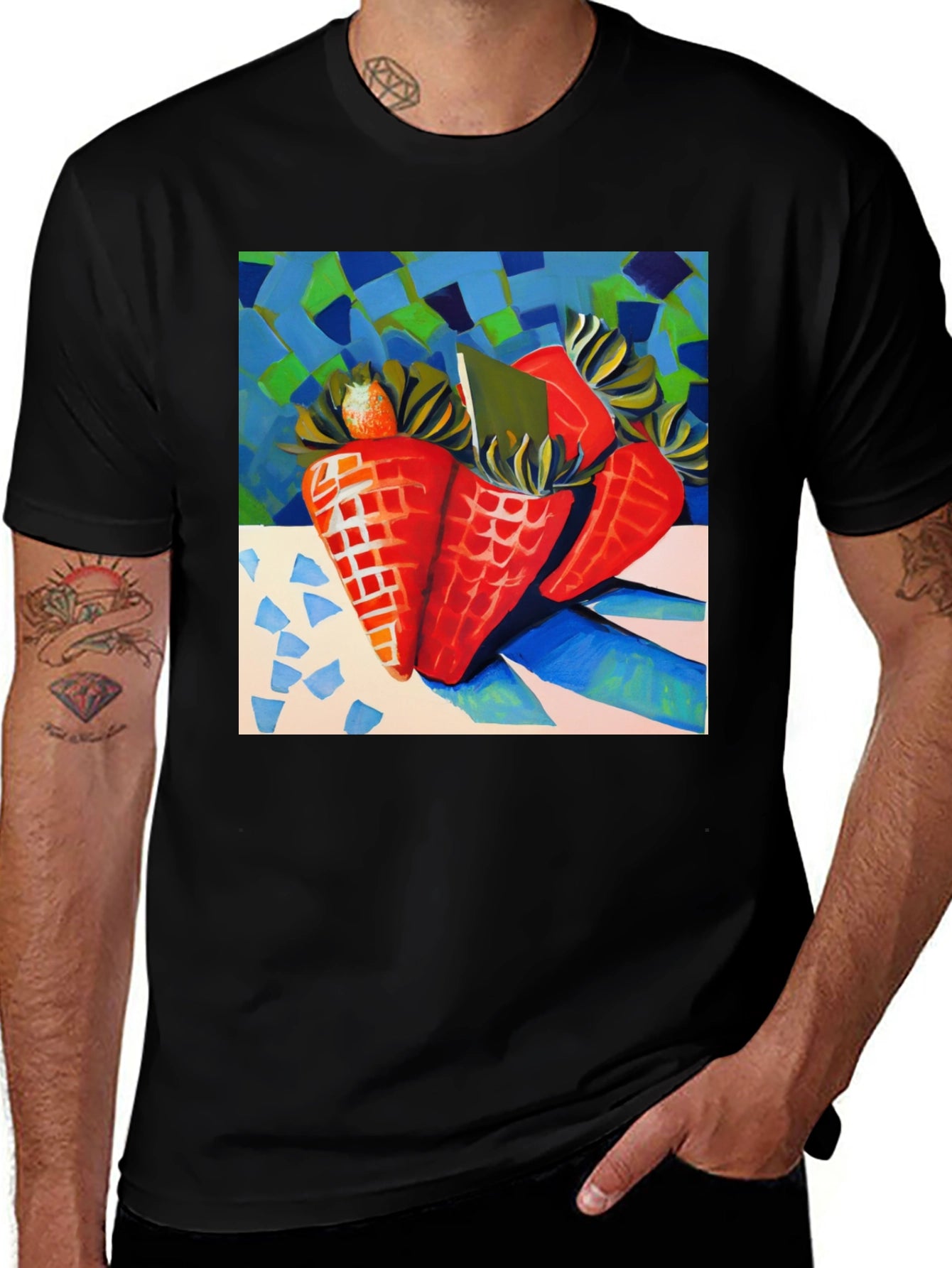 Abstract Carrots Black T-Shirt