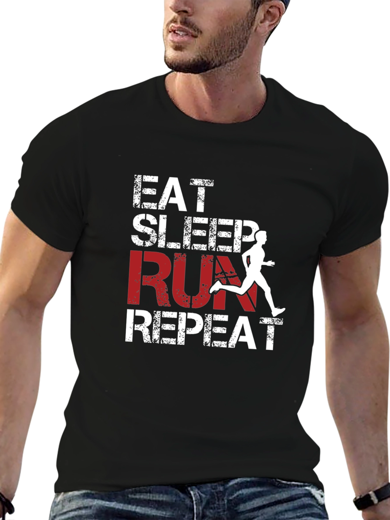 Eat Sleep Run Repeat Black Graphic Tee