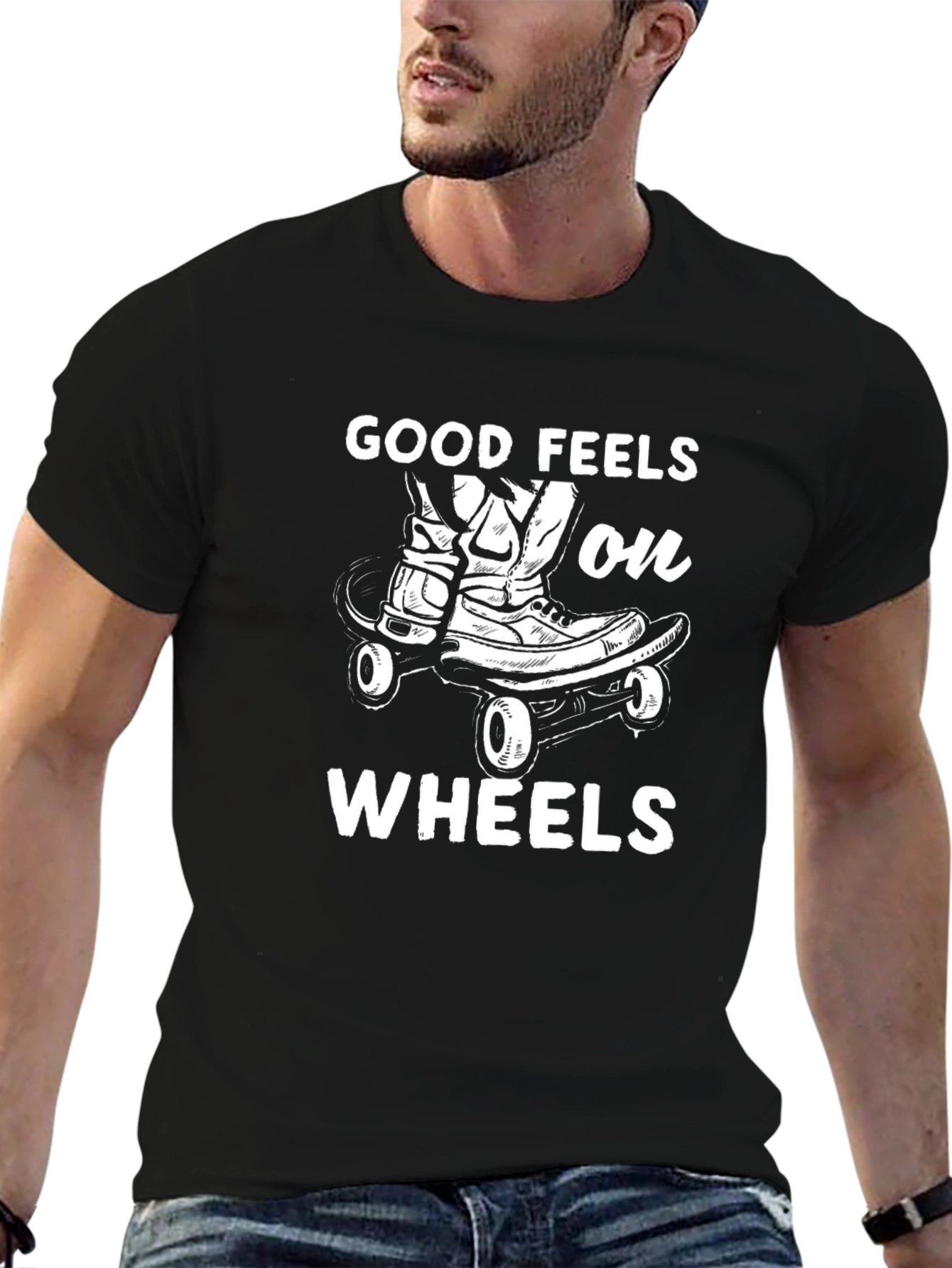 Good Feels on Wheels T-Shirt - Skateboard Graphic Tee