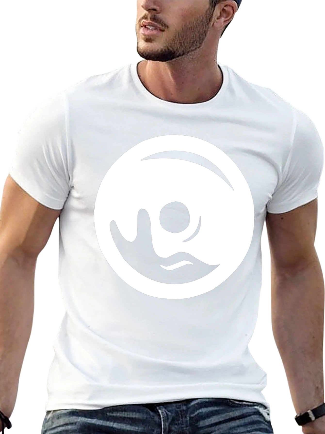 Modern Yin Yang Graphic Tee - Black Cotton Blend