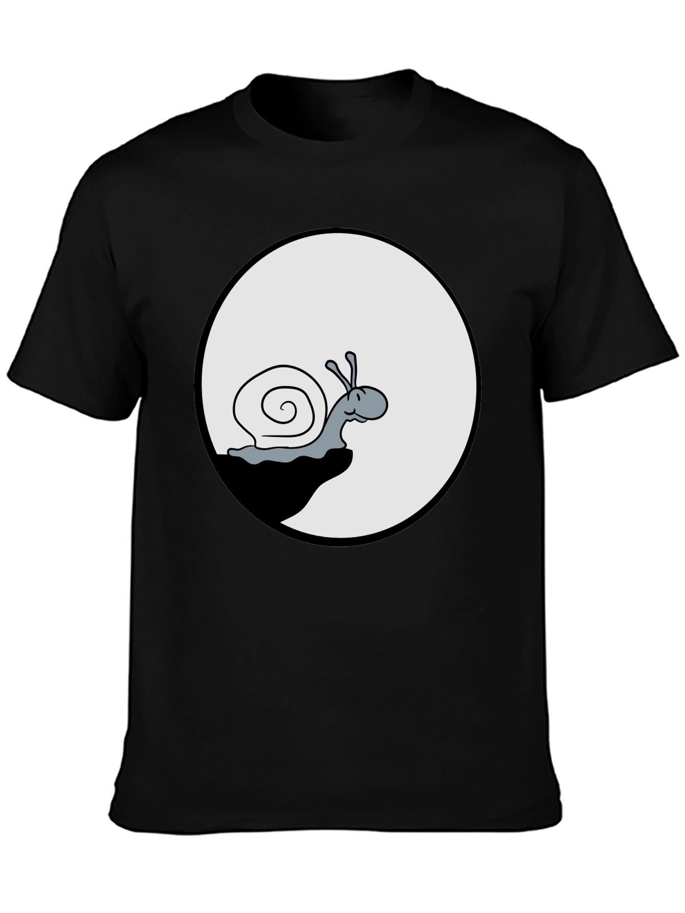 Snail Graphic Tee - Black Cotton T-Shirt