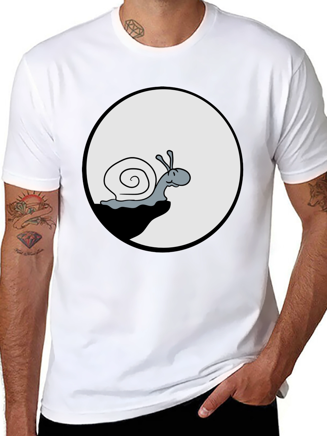 Snail Graphic Tee - Black Cotton T-Shirt