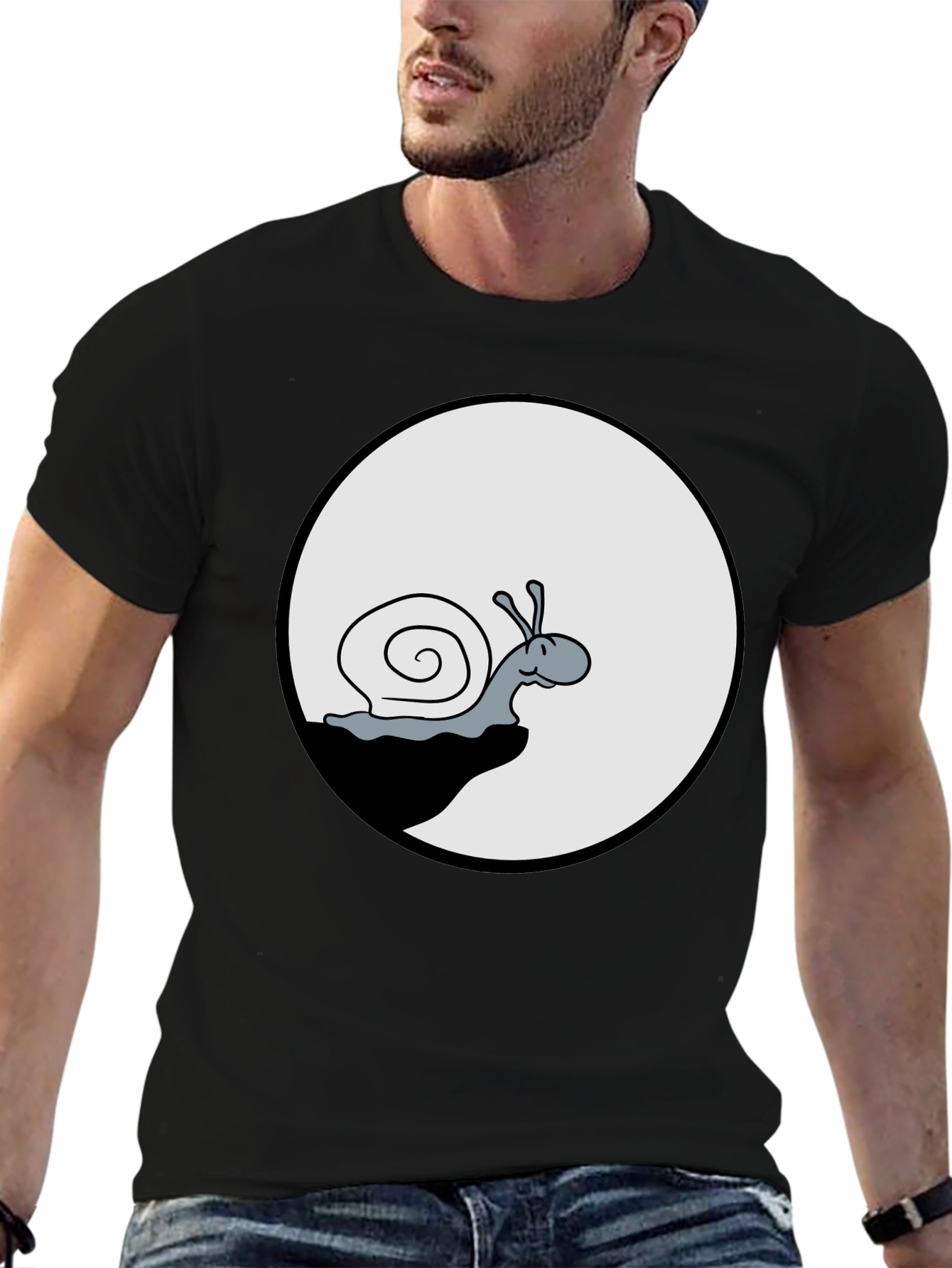 Snail Graphic Tee - Black Cotton T-Shirt
