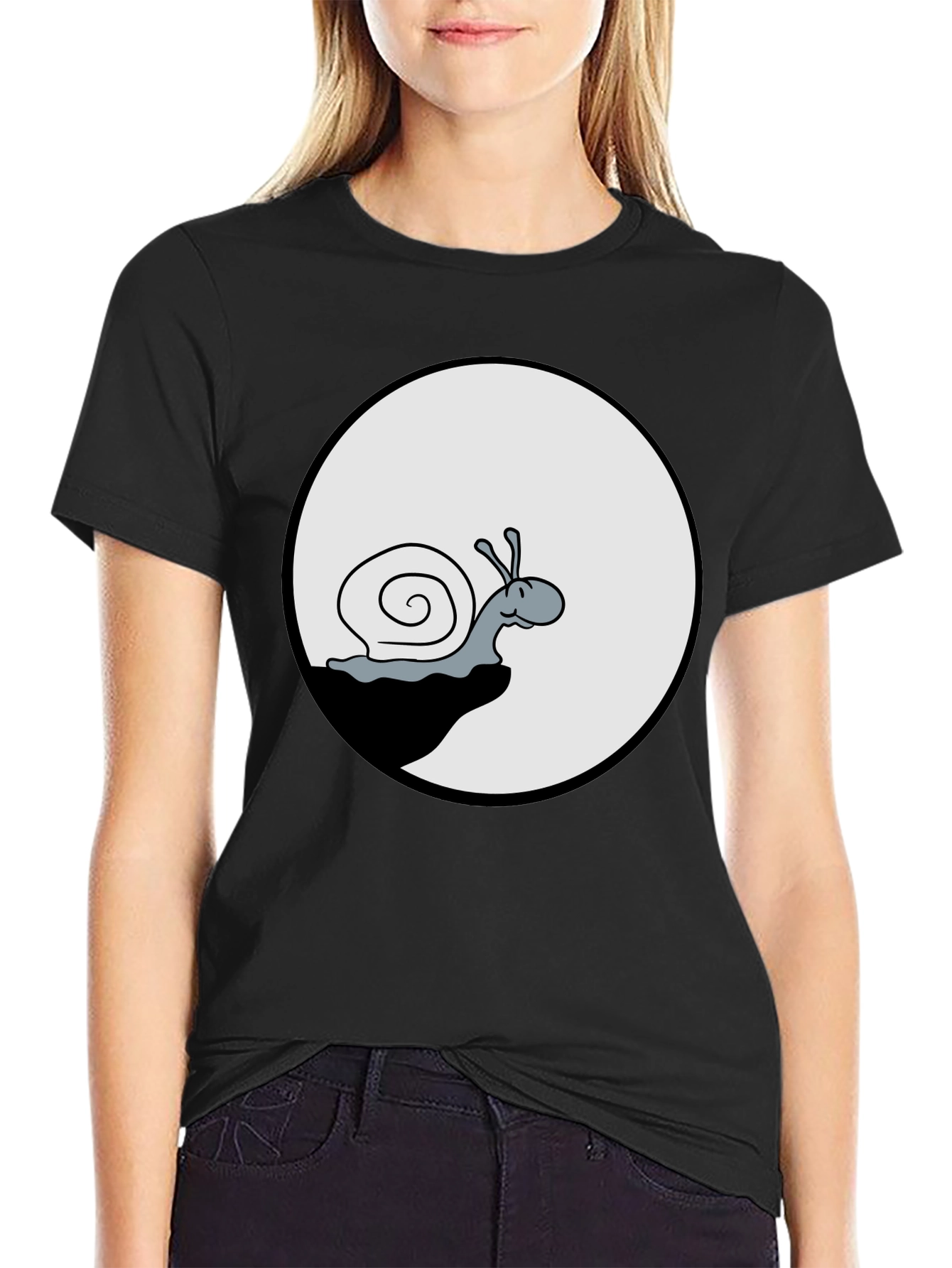 Snail Graphic Tee - Black Cotton T-Shirt