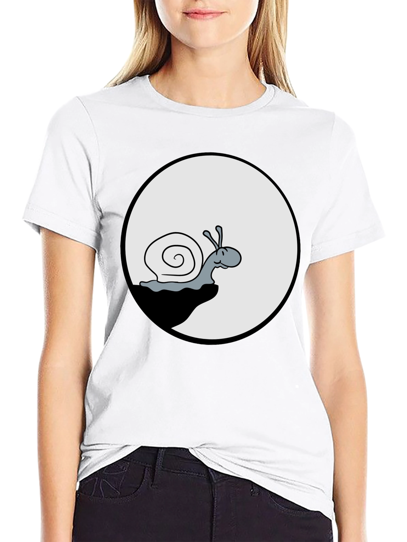 Snail Graphic Tee - Black Cotton T-Shirt