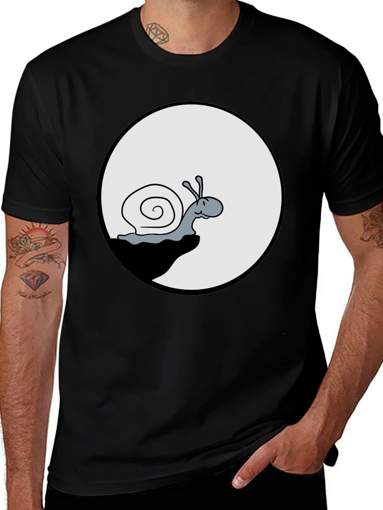 Snail Graphic Tee - Black Cotton T-Shirt