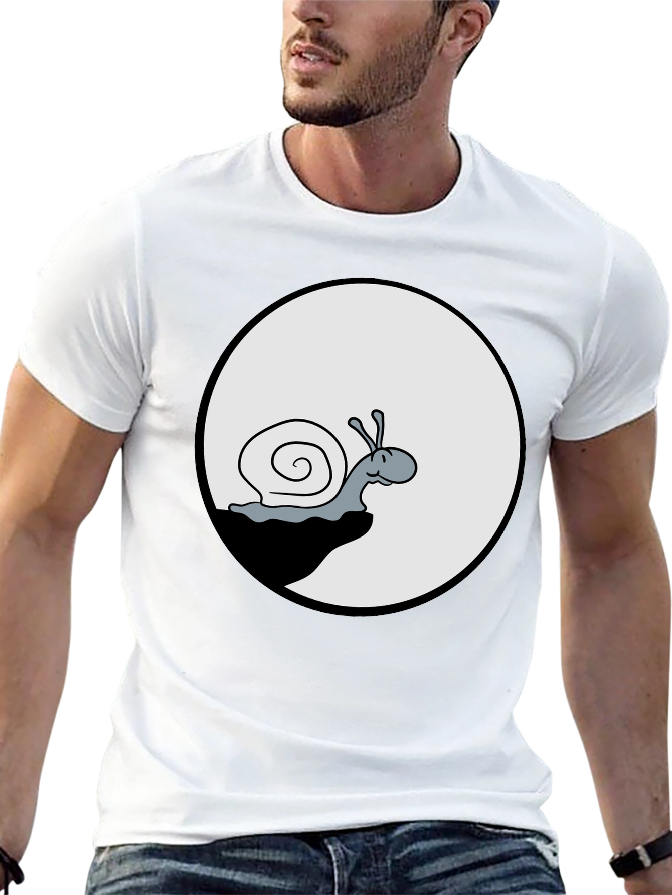 Snail Graphic Tee - Black Cotton T-Shirt