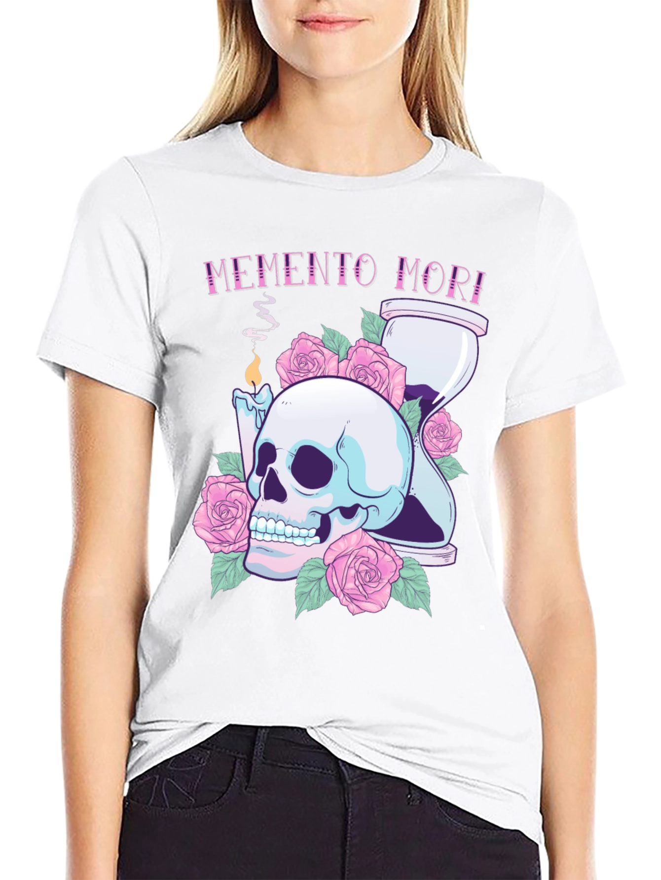 Memento Mori Skull & Roses Graphic Tee