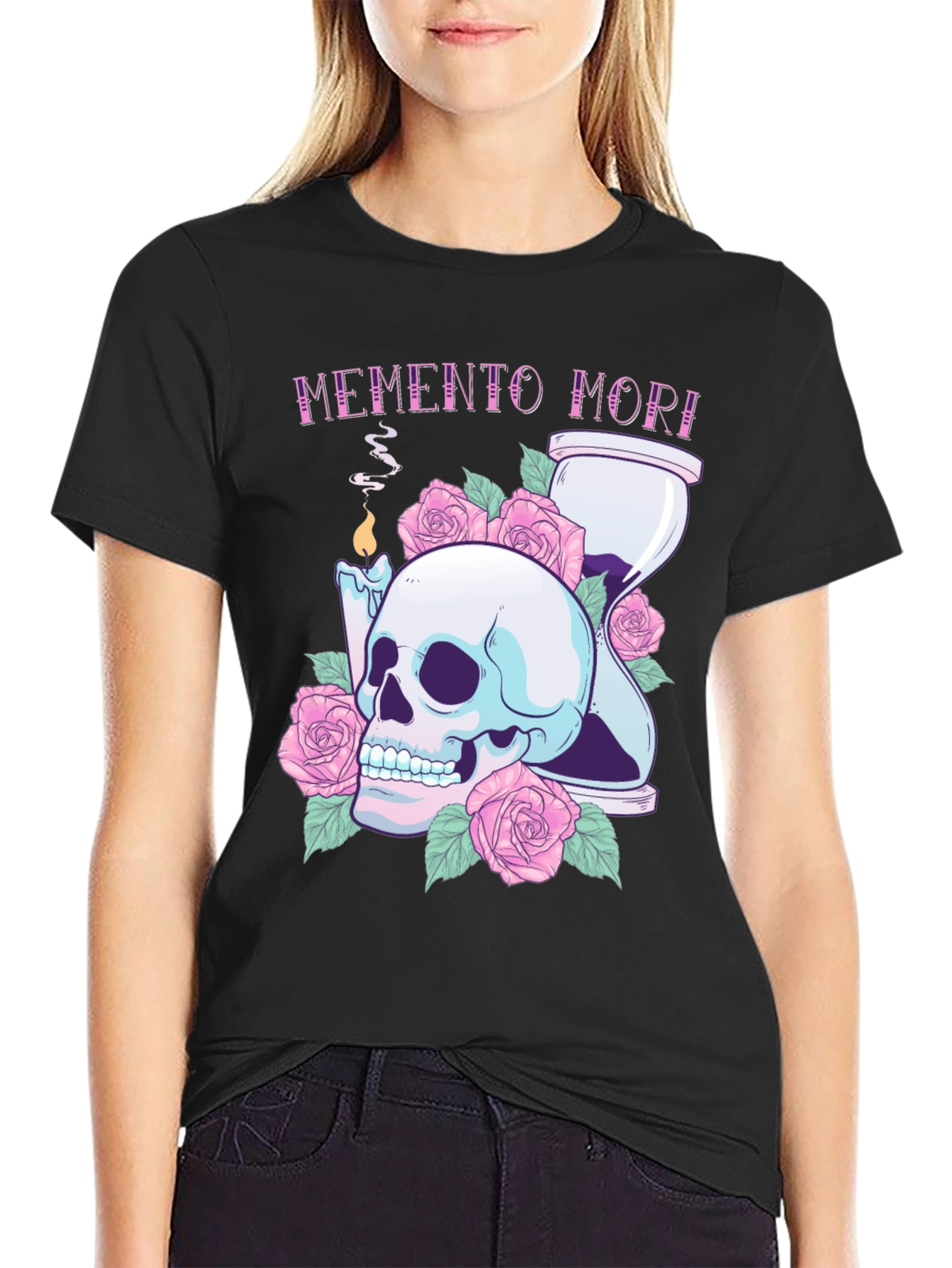 Memento Mori Skull & Roses Graphic Tee