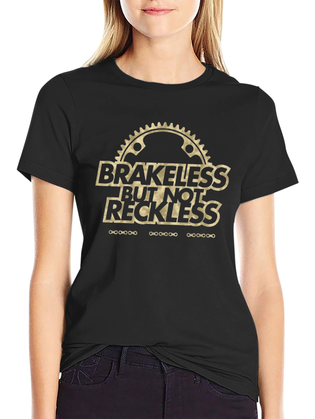 Brakeless But Not Reckless Black T-Shirt