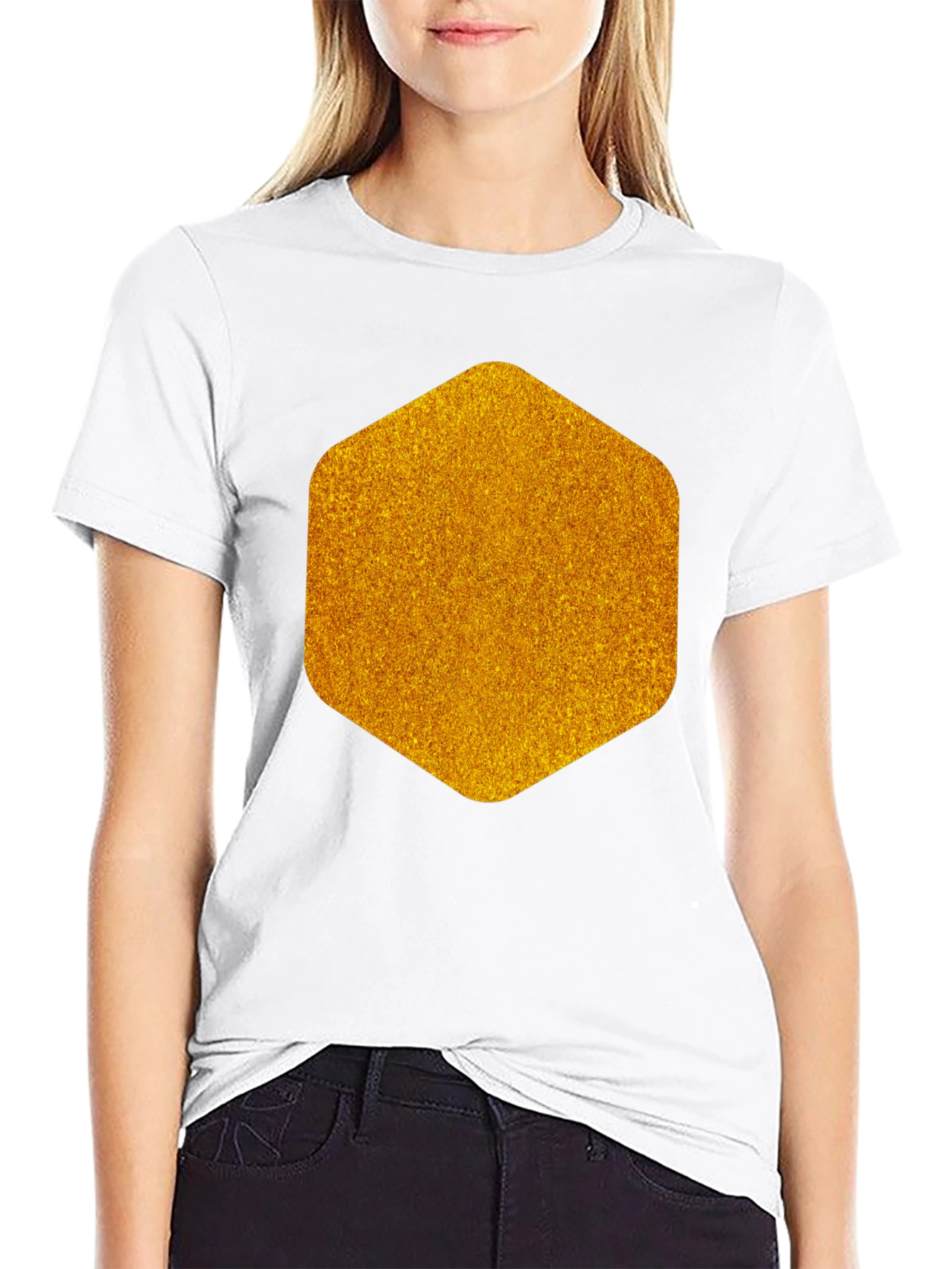 Geometric Gold Graphic Tee - Modern Mens Black T-Shirt