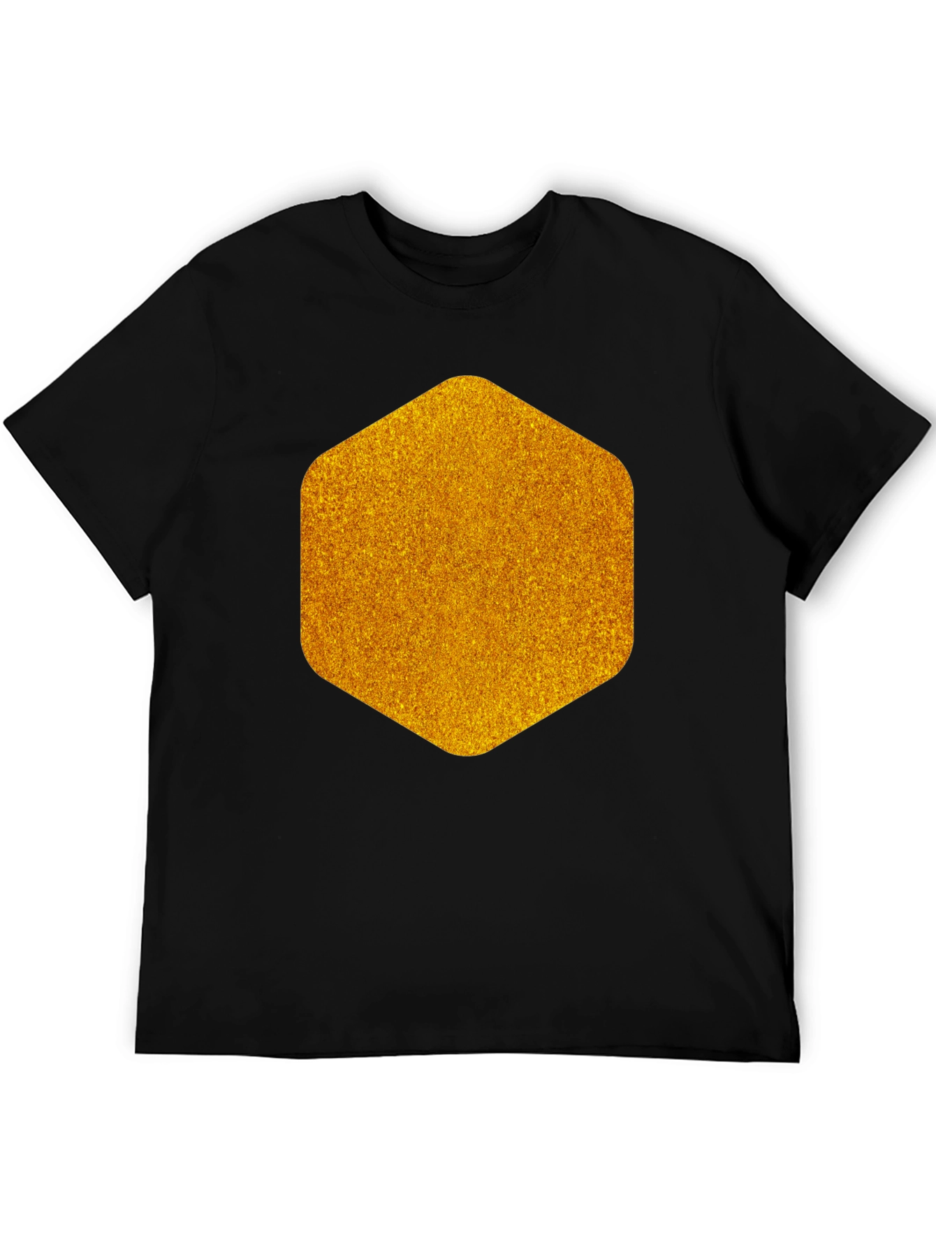 Geometric Gold Graphic Tee - Modern Mens Black T-Shirt